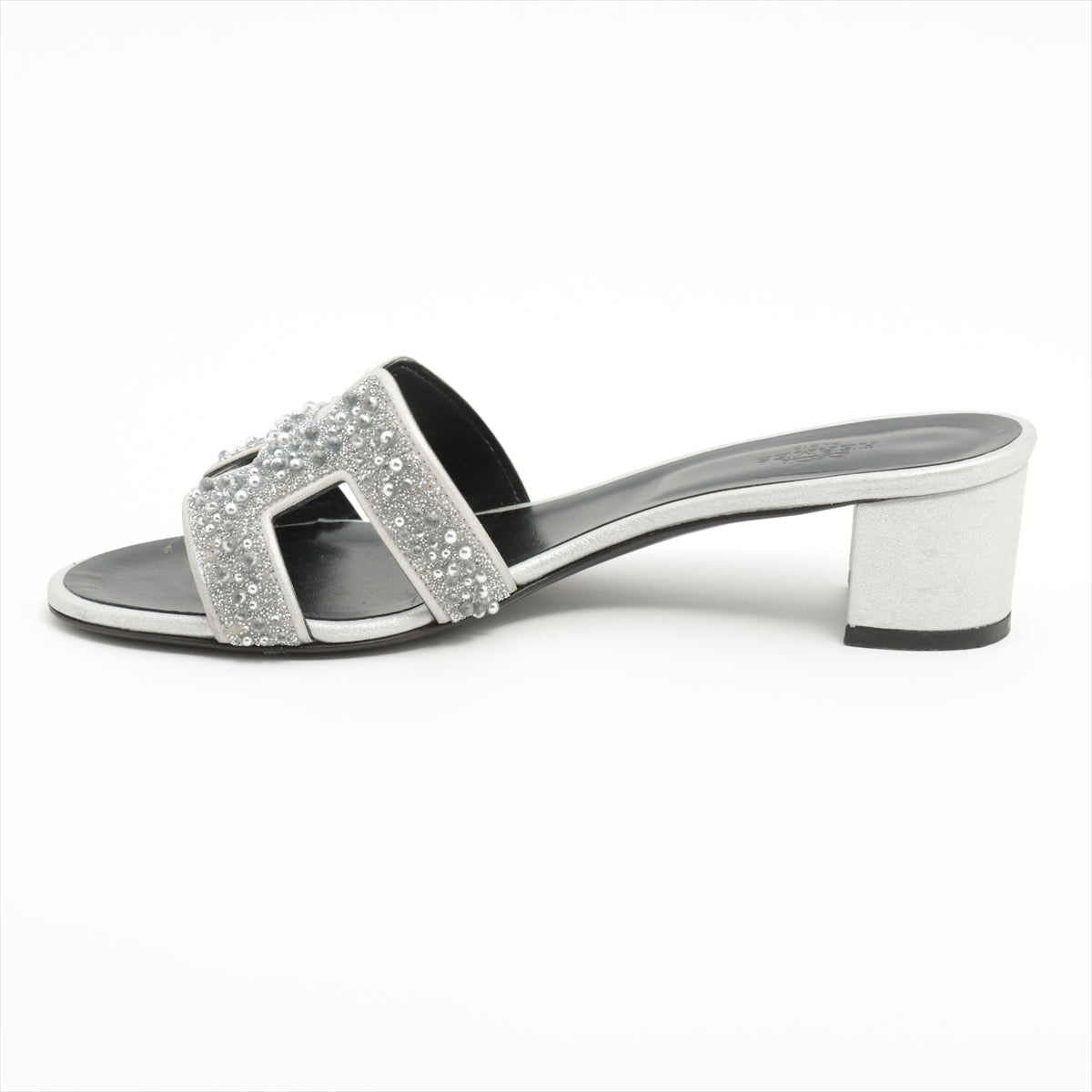 Hermès OASIS Leather & patent Sandals 36 1/2 Ladies' Silver Bijou