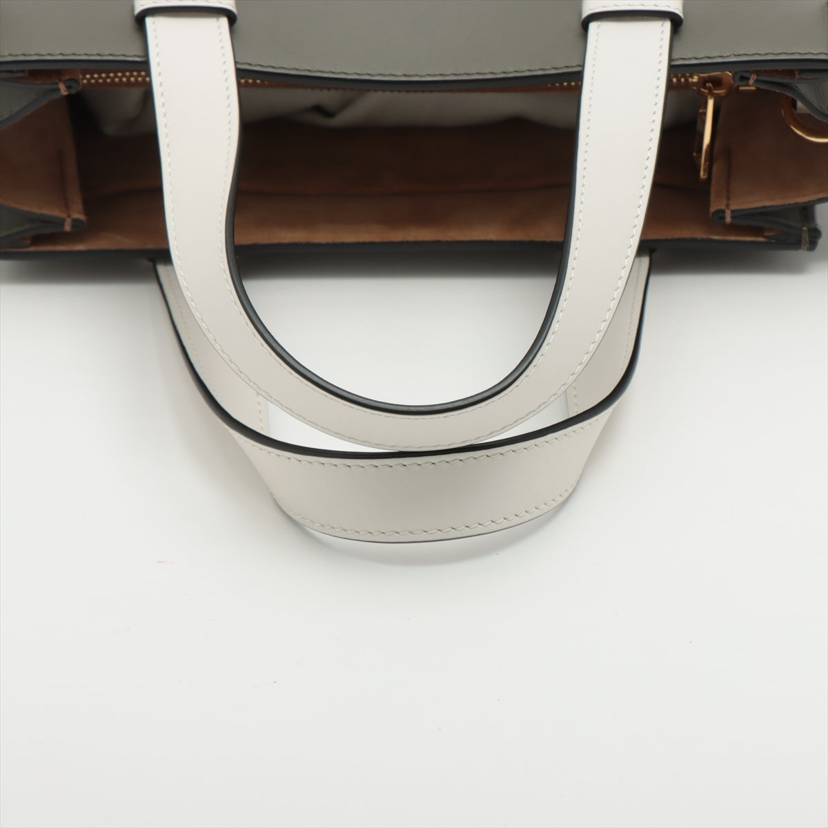 Loewe Gate top handle Leather 2 way tote bag Gray x white