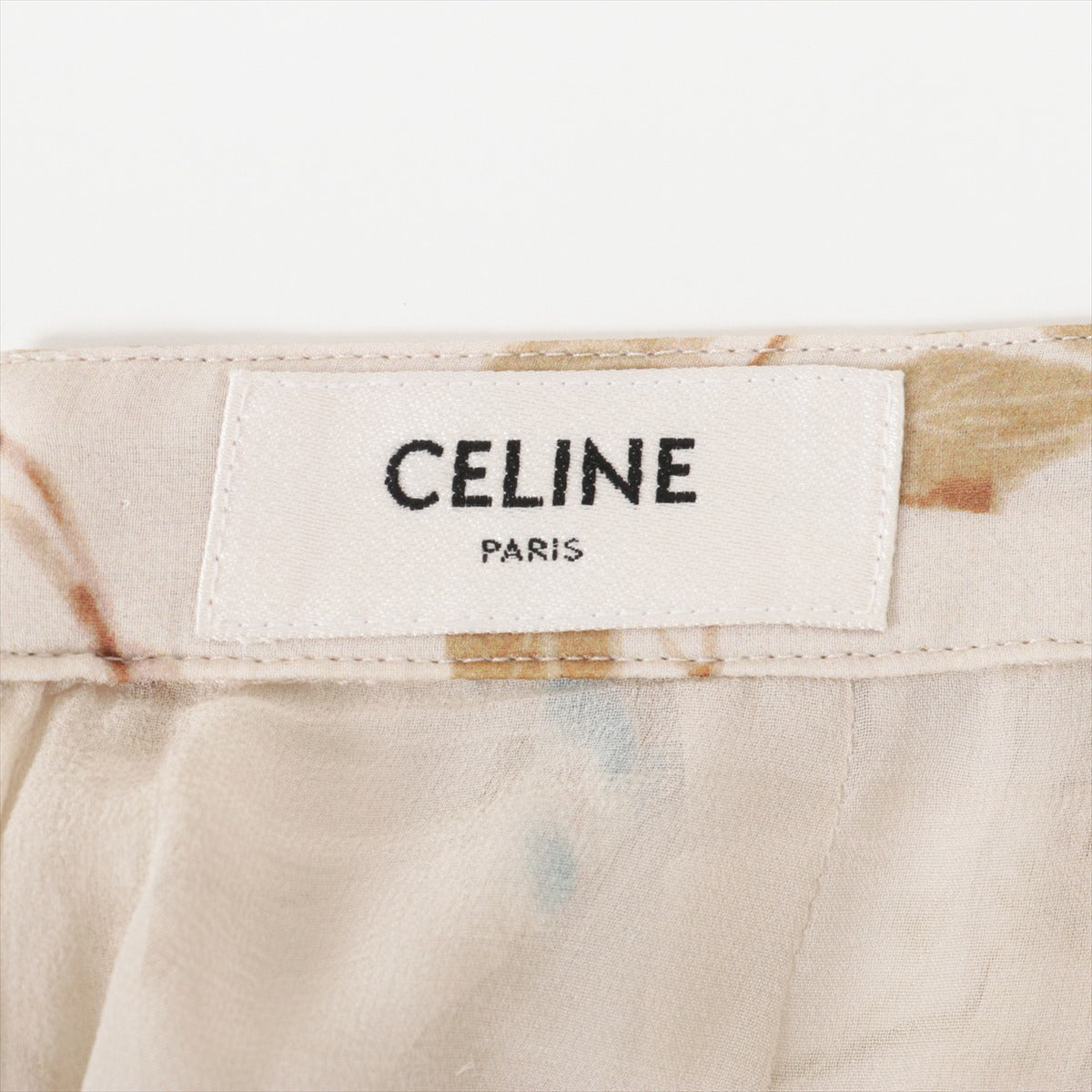 CELINE Silk Skirt 36 Ladies' Beige  2J369365R Pleats Eddie period