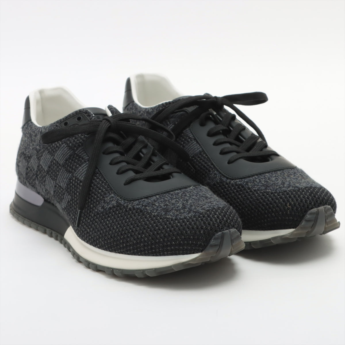 Louis Vuitton Runaway line 18 years Knit × Leather Sneakers GO0148 Men's Black GO0148