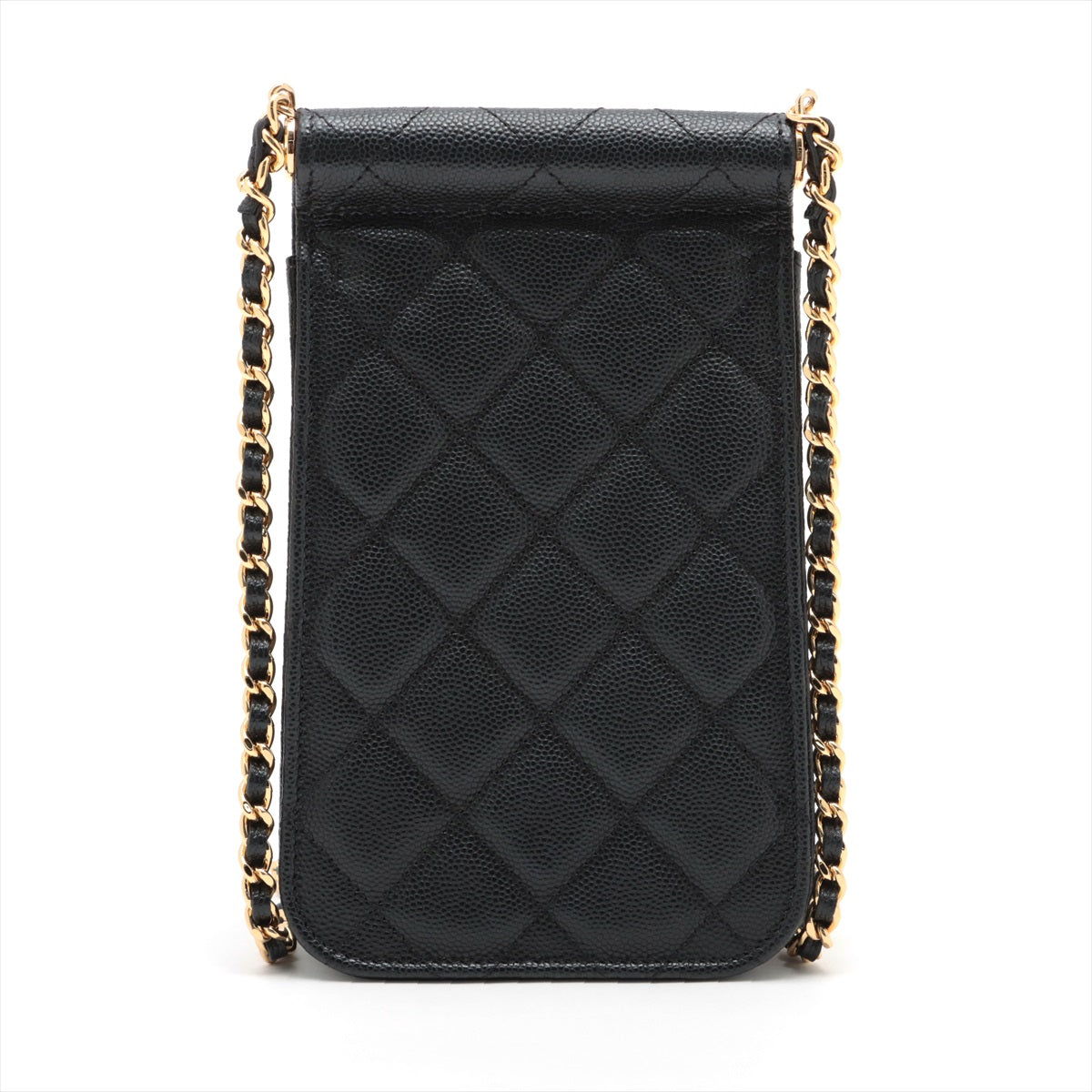Chanel Matelasse Caviarskin Chain shoulder bag Black Gold Metal fittings