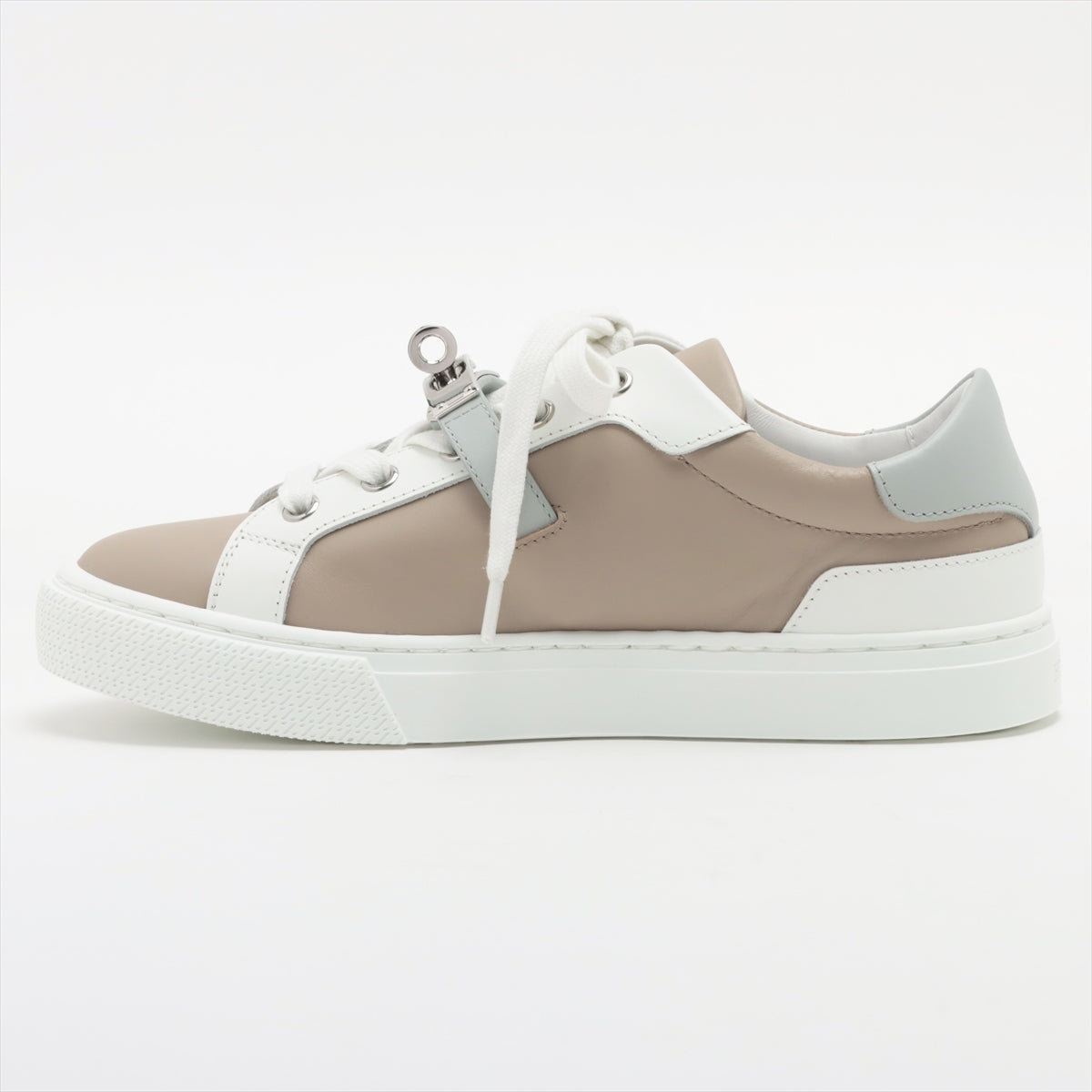 Hermès Leather Sneakers 35 Ladies' White x beige Day Kelly metal fittings box sack There is a replacement string