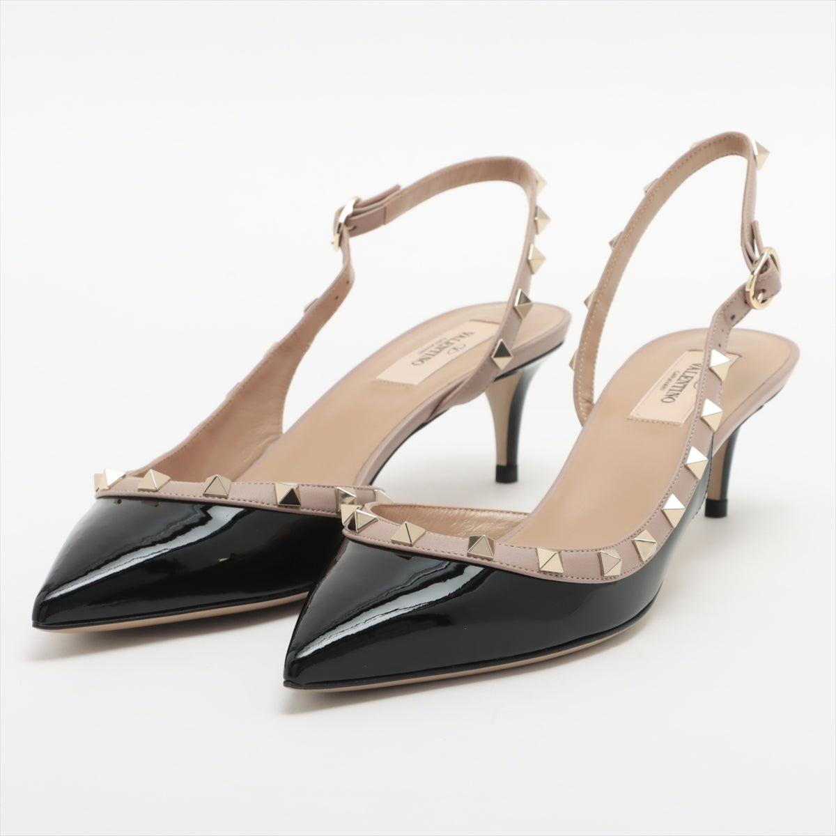 Valentino Garavani Rock Studs Patent leather Pumps 40 Ladies' Black slingback box sack There are replacement lifts and replacement studs