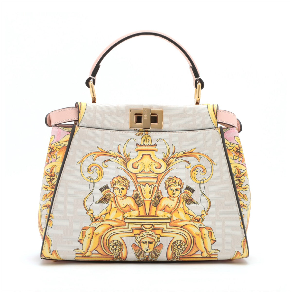 Fendi x Versace Mini Peek-a-boo Leather 2way handbag Pink 8BN244