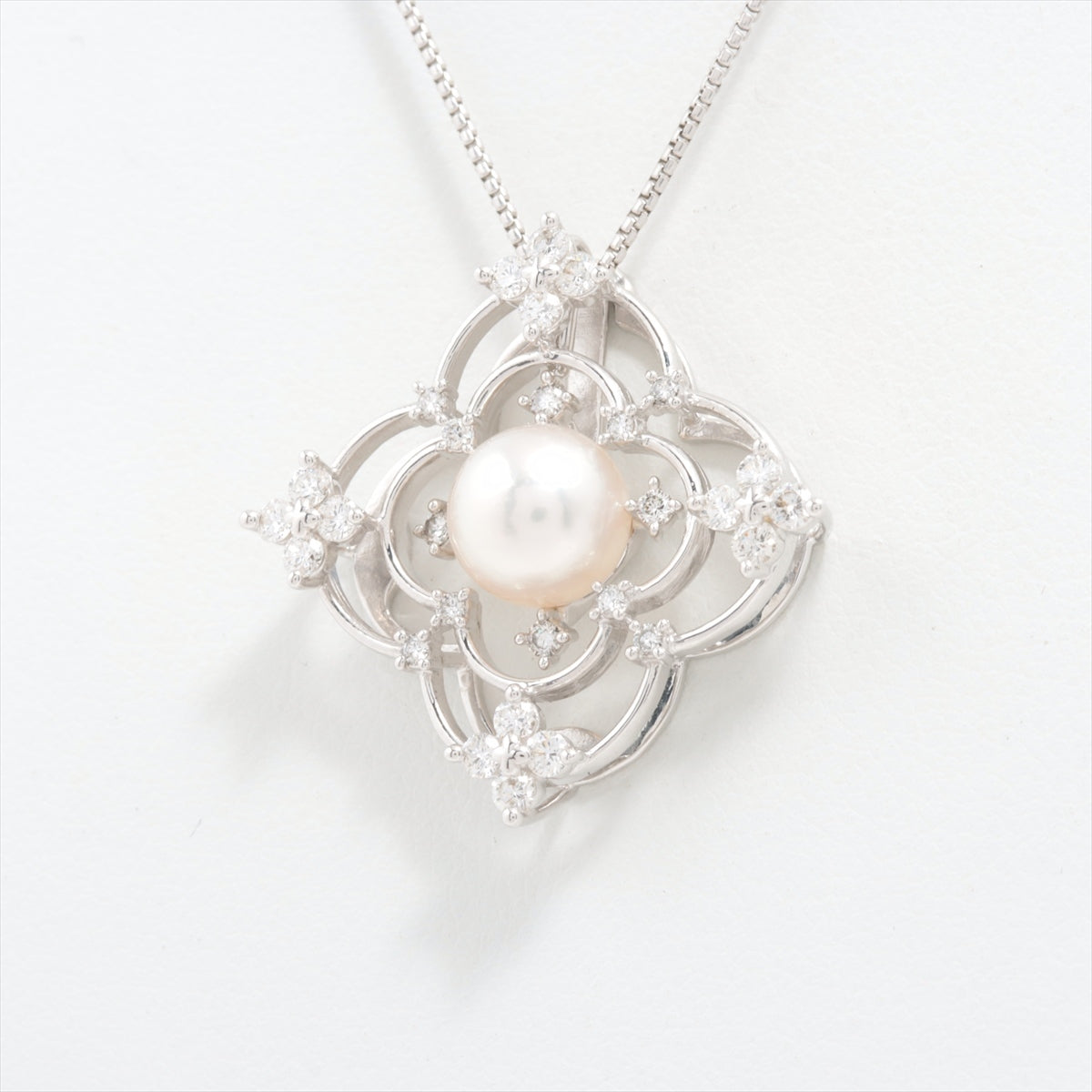 TASAKI Pearl diamond Necklace K18WG 8.4g 0.45 0.05 Approx. 8.0mm