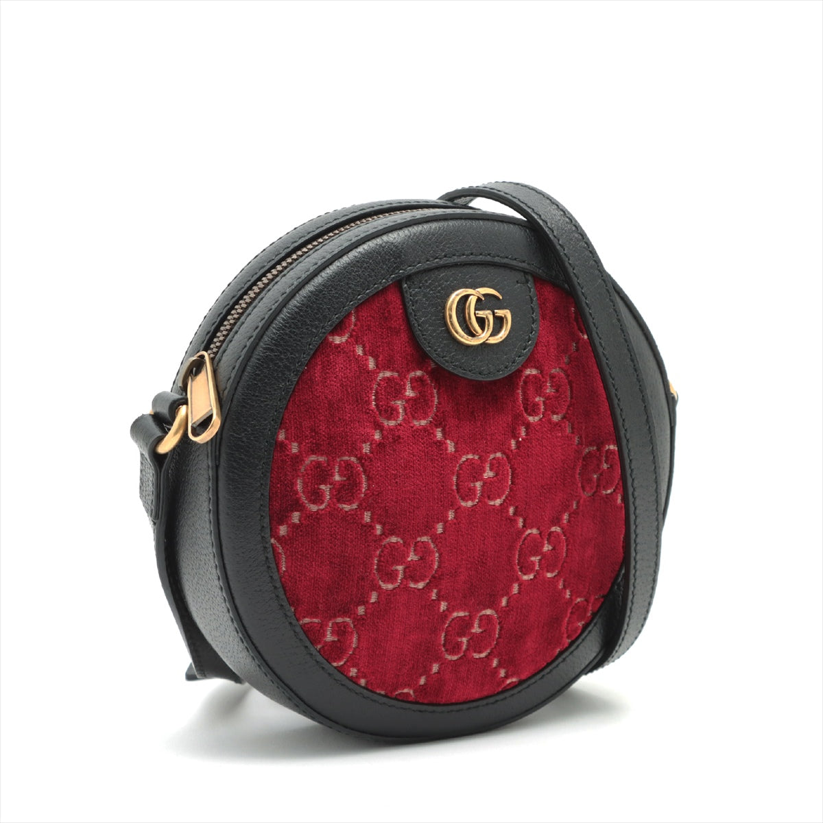 Gucci GG velvet Velvet x leather 2way shoulder bag Red x Black 574978