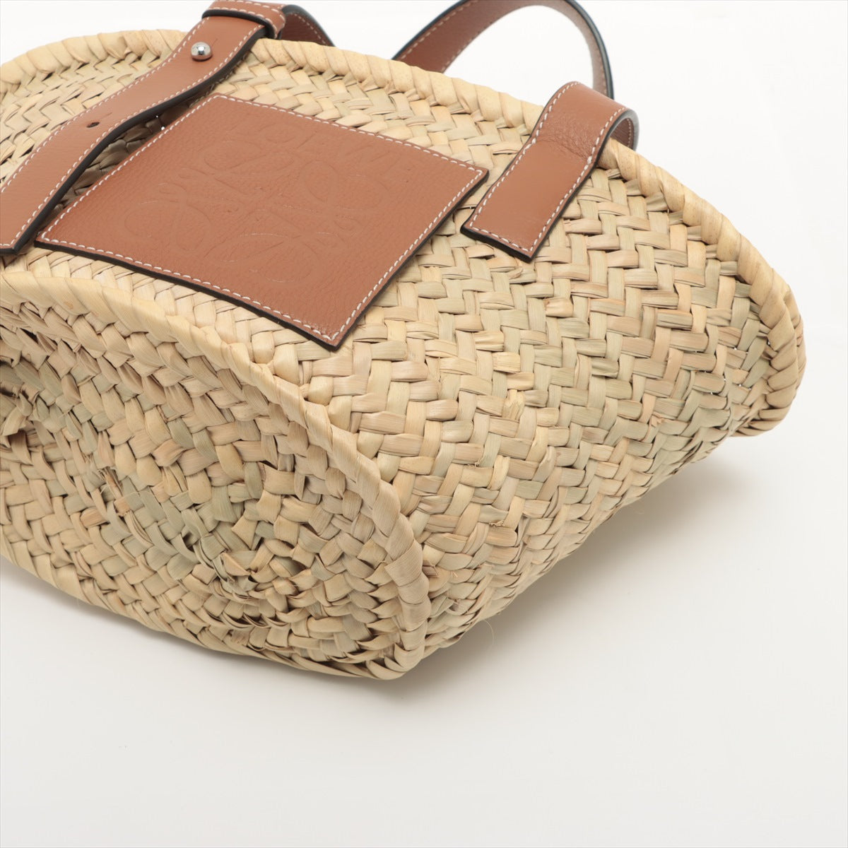 Loewe Basket small Raffia x leather Straw bag Brown
