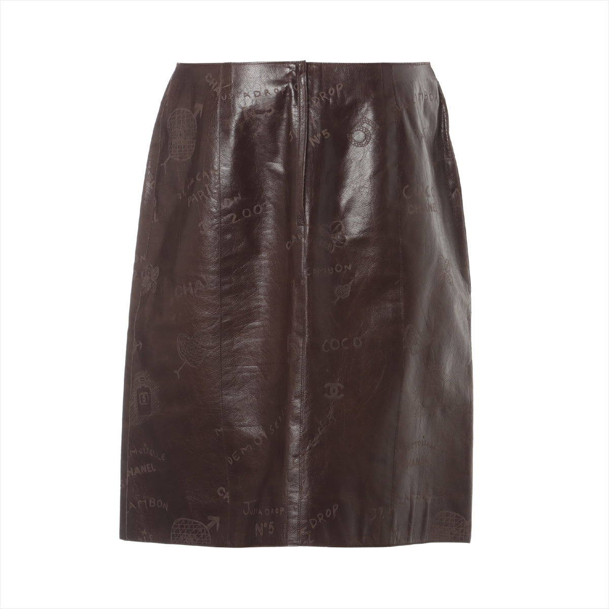Chanel Coco Mark 03P Calfskin Skirt 42 Ladies' Brown  P20754