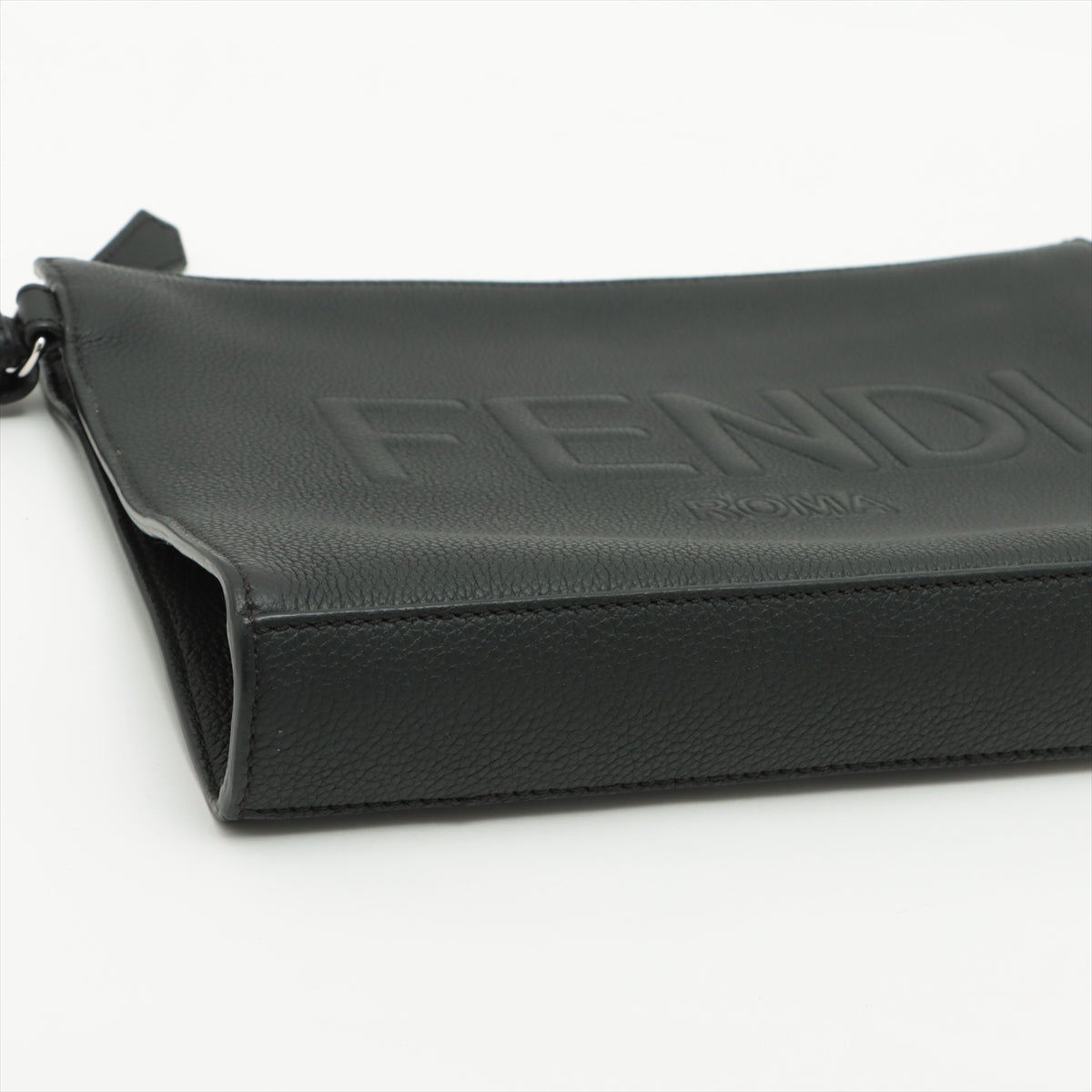 Fendi Logo Leather Clutch Black 7VA491