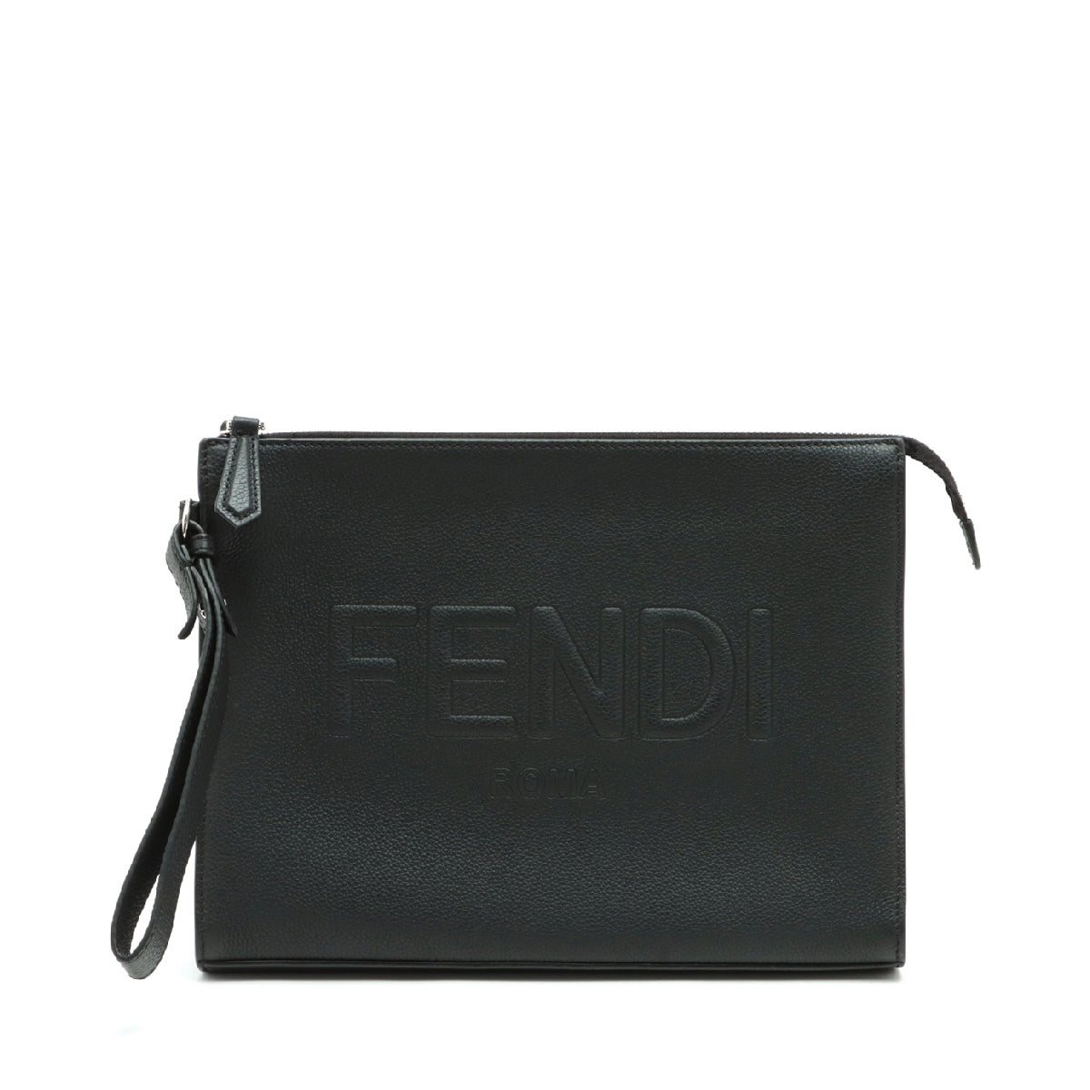 Fendi Logo Leather Clutch Black 7VA491