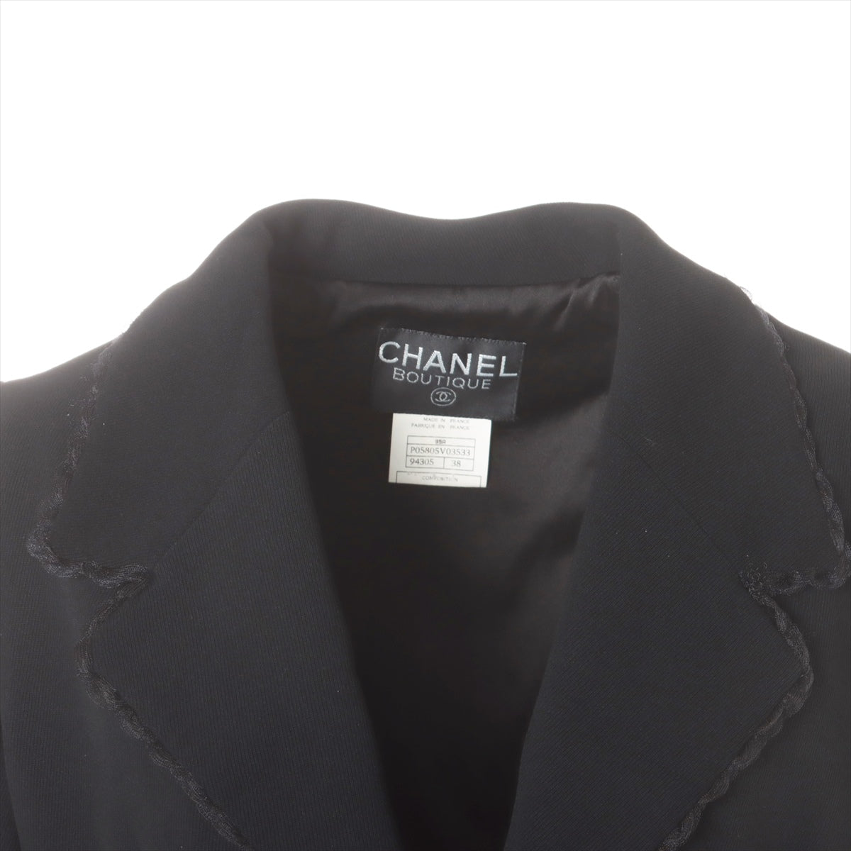 Chanel Coco Button 95A Wool Setup 38 Ladies' Black