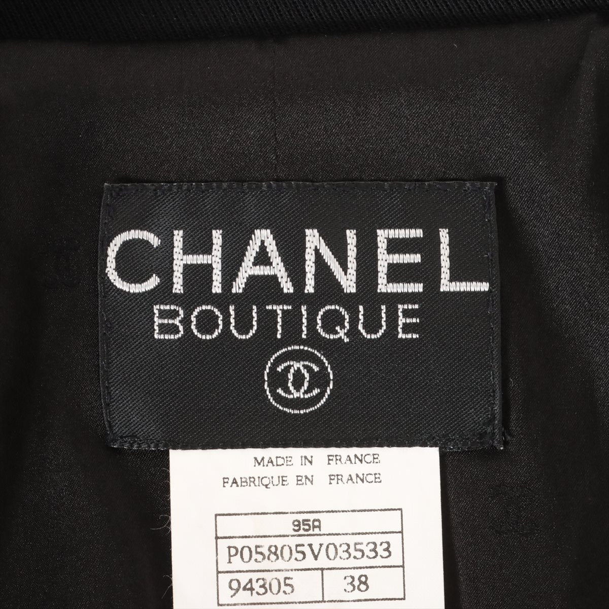 Chanel Coco Button 95A Wool Setup 38 Ladies' Black