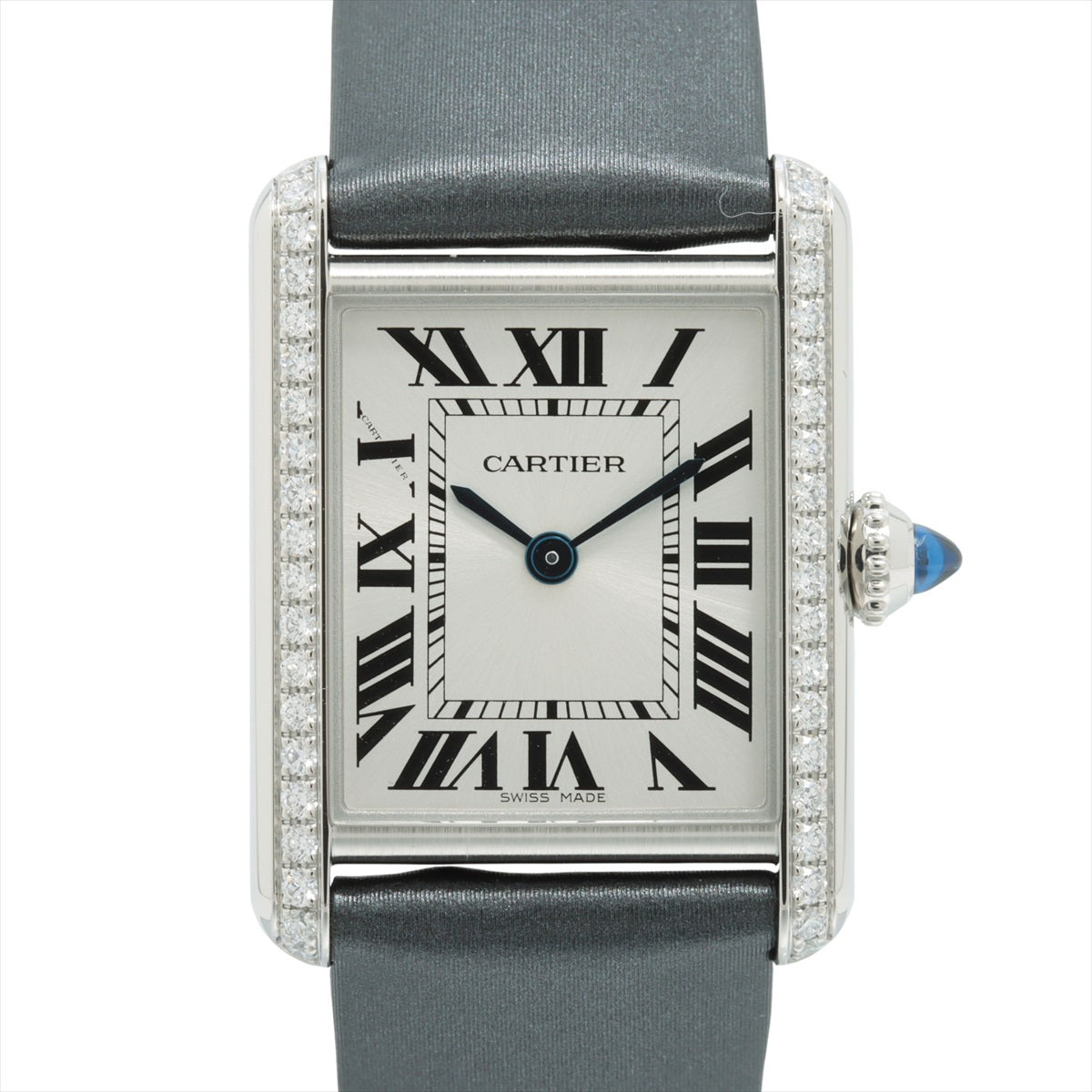 Cartier Must Tank W4TA0016 SS & leather QZ Silver-Face