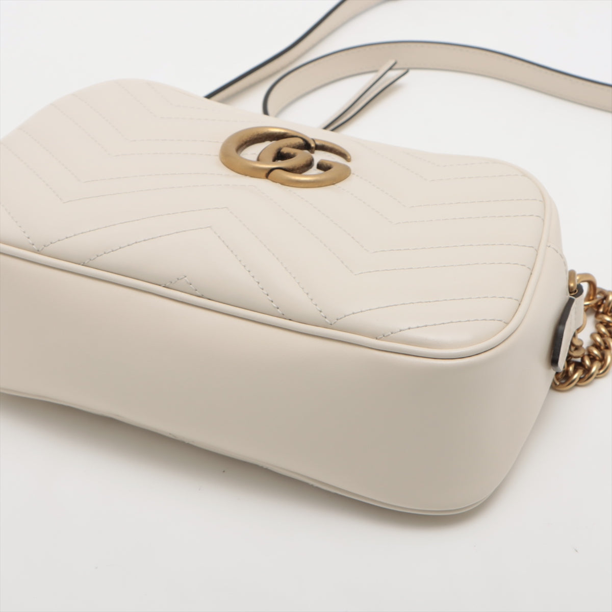 Gucci GG Marmont Leather Chain shoulder bag White 477632
