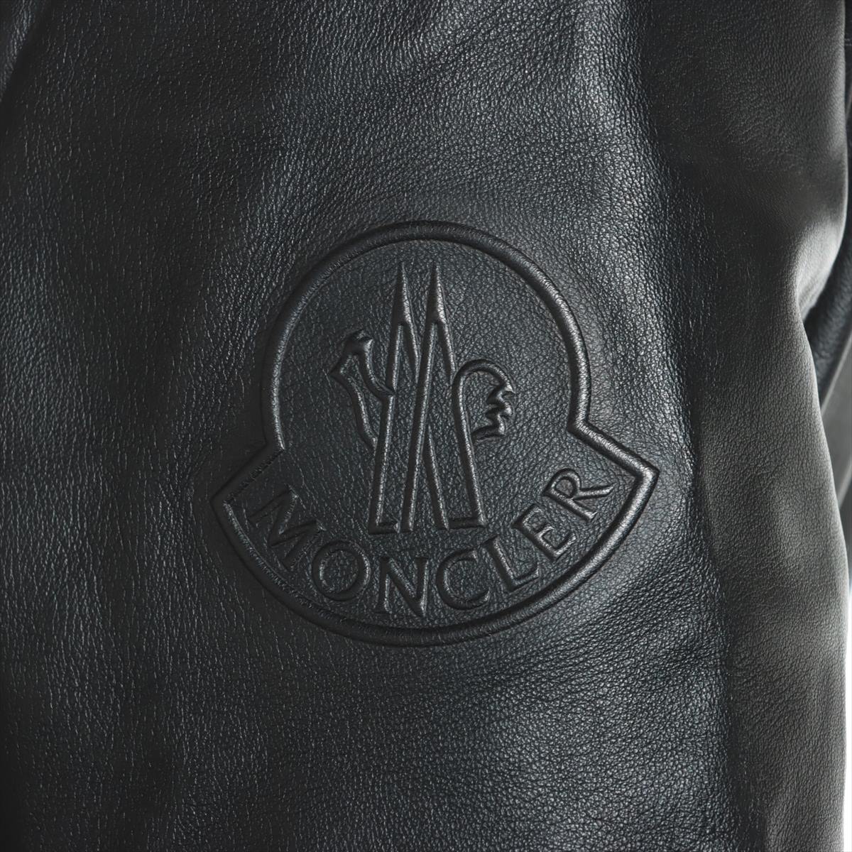 Moncler 20 years Leather Jacket 3 Men's Black  SYLVANER