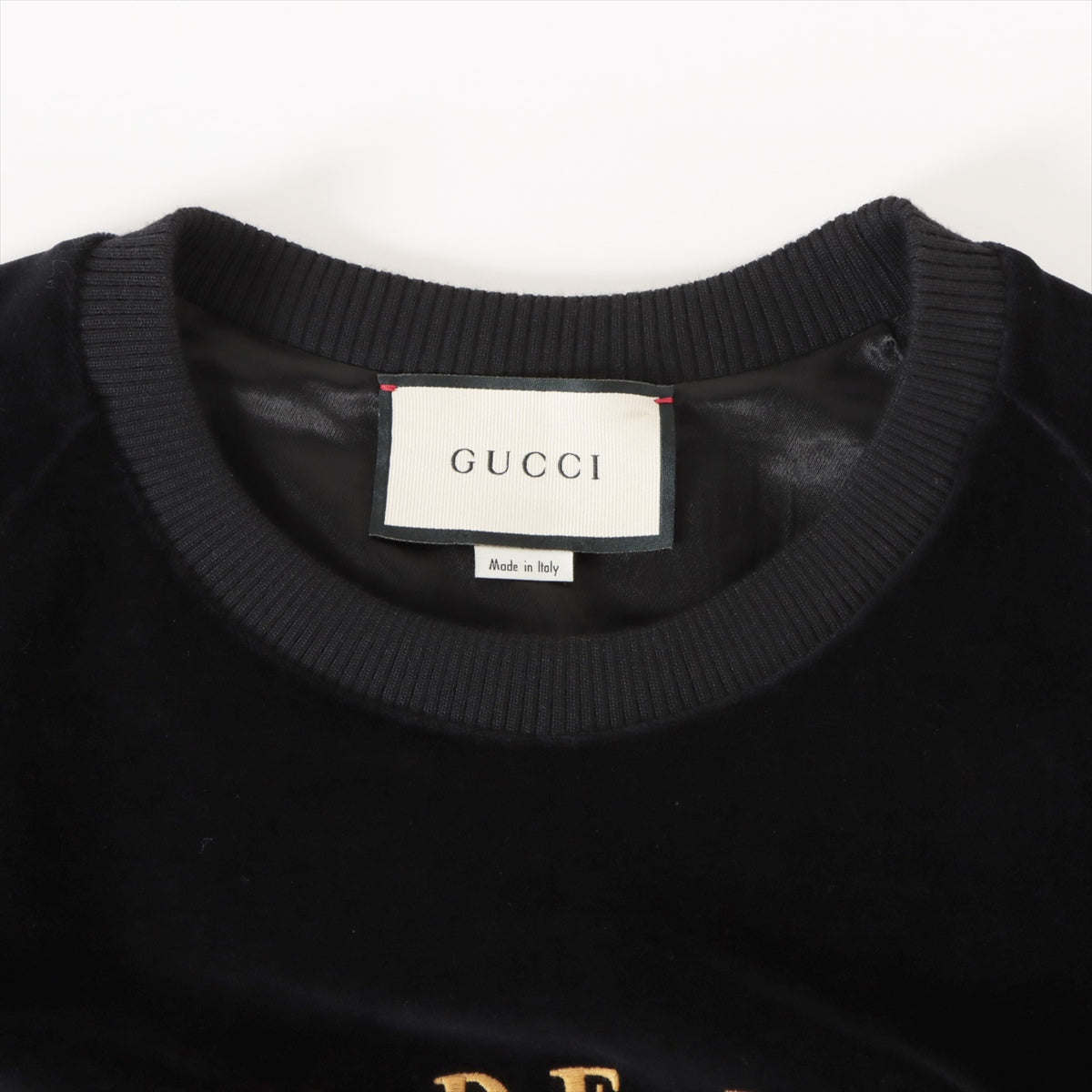 Gucci Cotton & nylon Cut and sew XL Men's Black  Embroidered Romantic Motto Sweatshirt