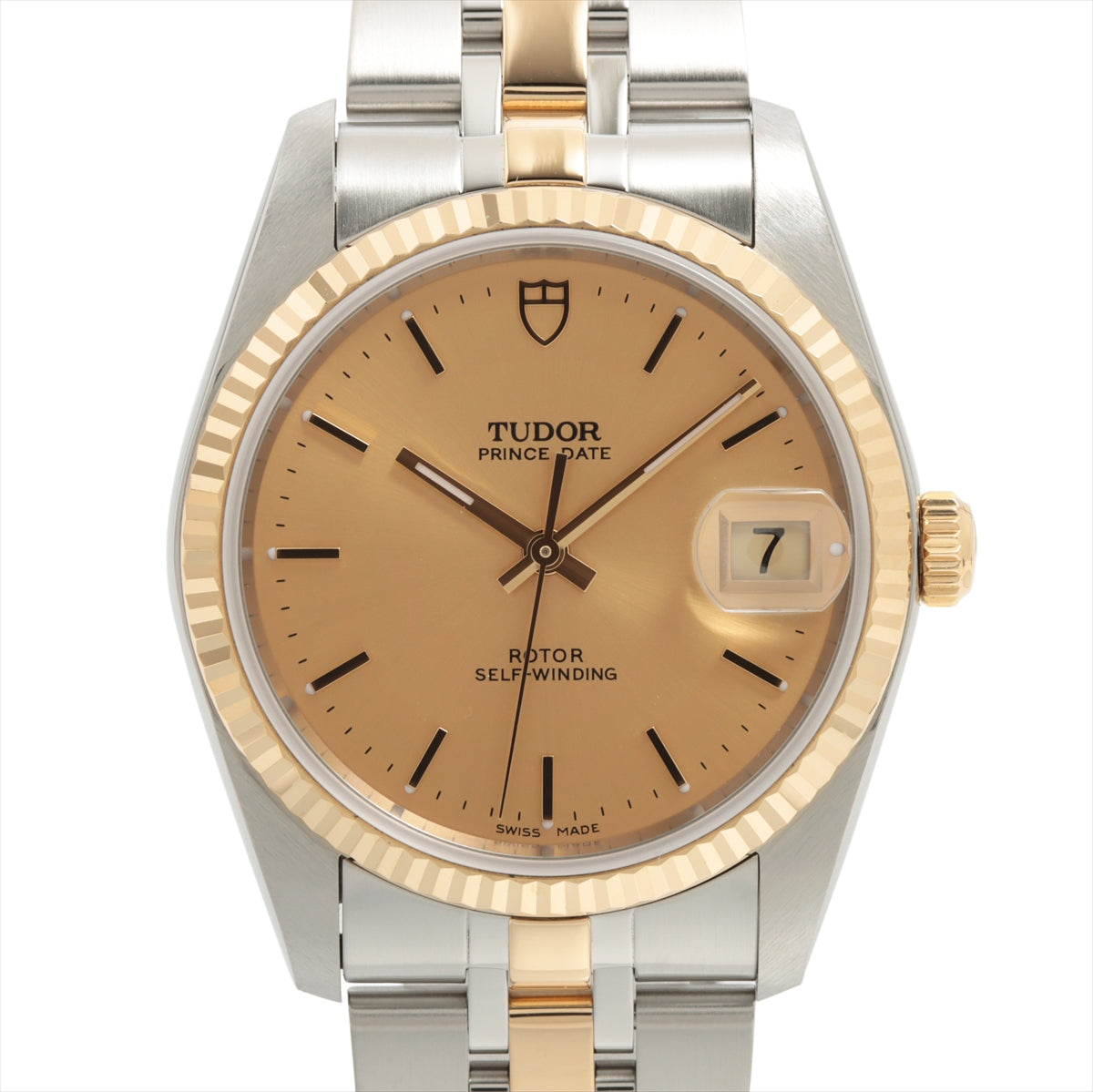 Tudor Prince Oyster Date 74033 SS×YG AT Champagne-Face Extra-Link3
