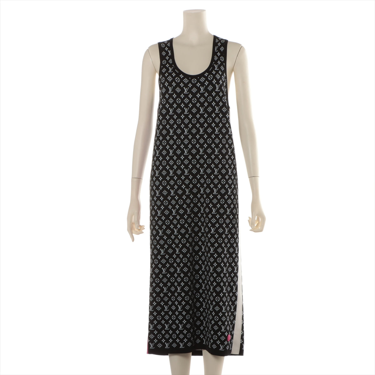 Louis Vuitton 22AW Silk x nylon Knit dress M Ladies' Black  RW222J Monogram Sleeveless