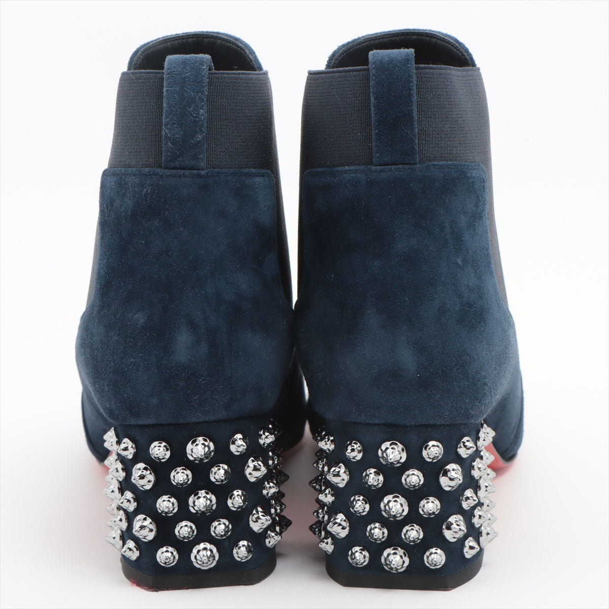 Christian Louboutin Leather & suede Boots 38 1/2 Ladies' Navy blue STUDY Studs