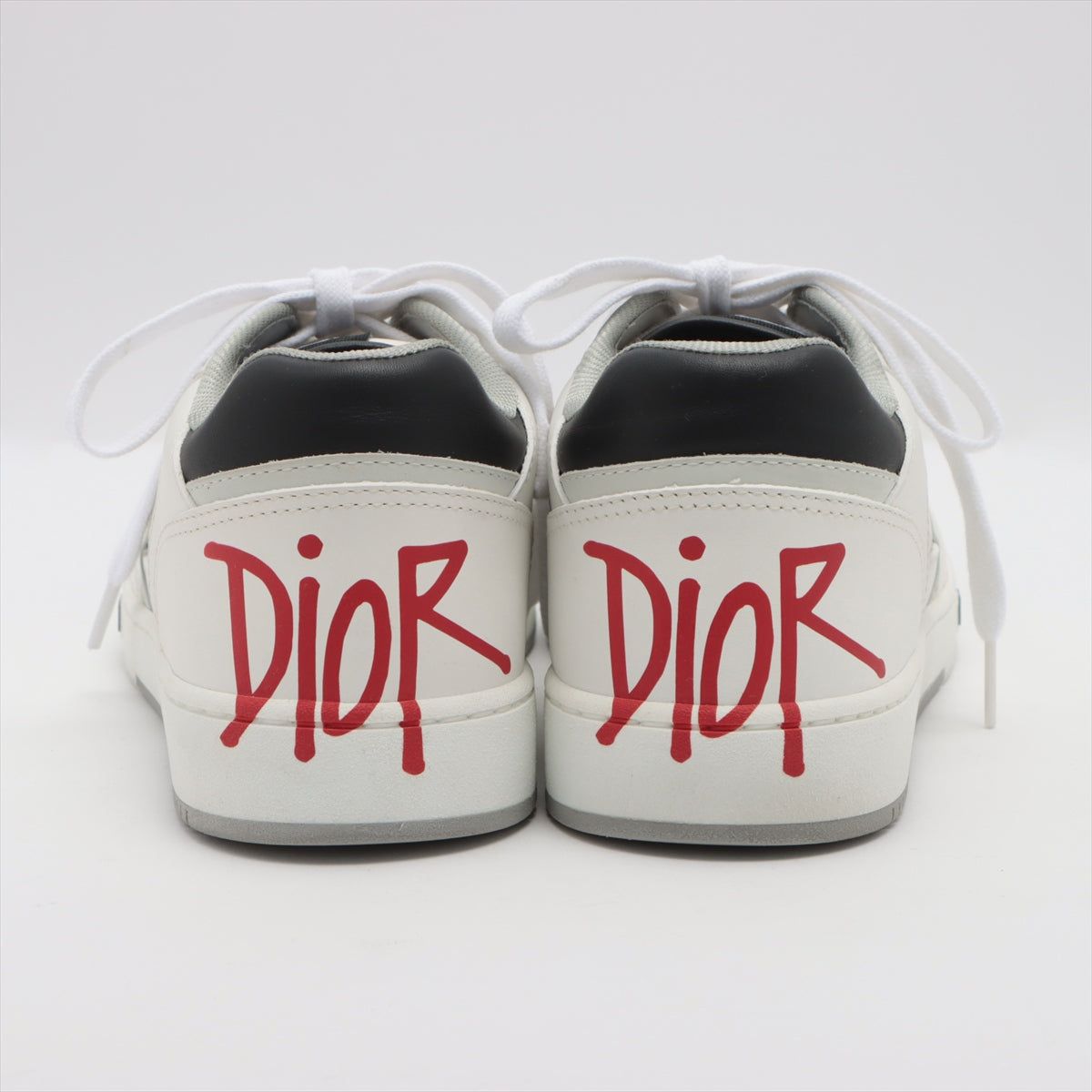 Dior x Sean Stussy Leather Sneakers 40 Men's White B27 Oblique