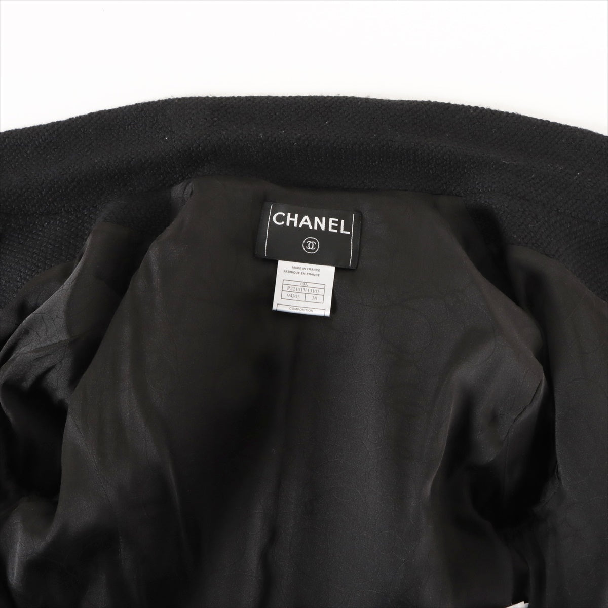Chanel Coco Button 03A Tweed Setup 38 Ladies' Black