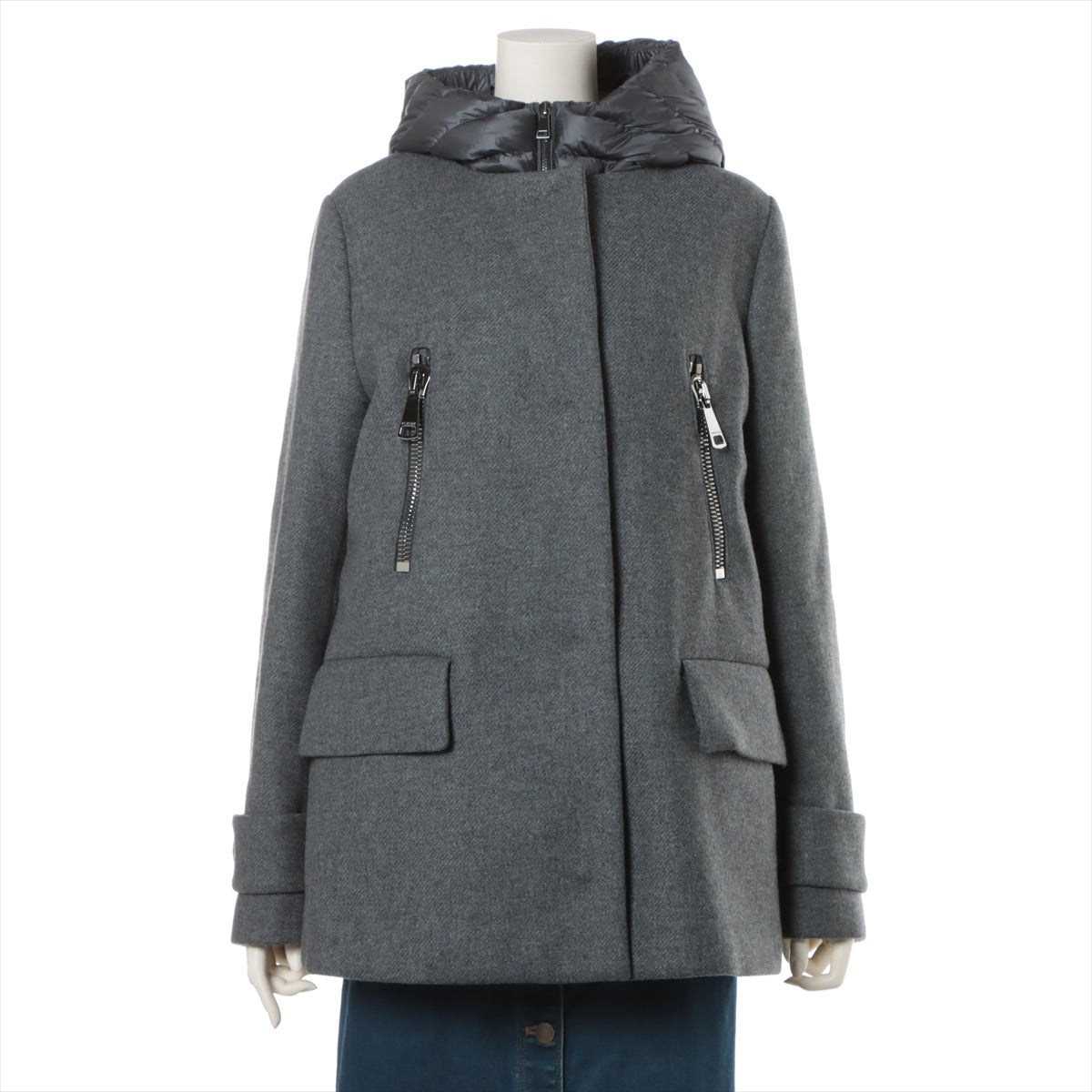 Moncler EUPHEMIA 16 years Wool & nylon Short coat 2 Ladies' Grey Lined  Down