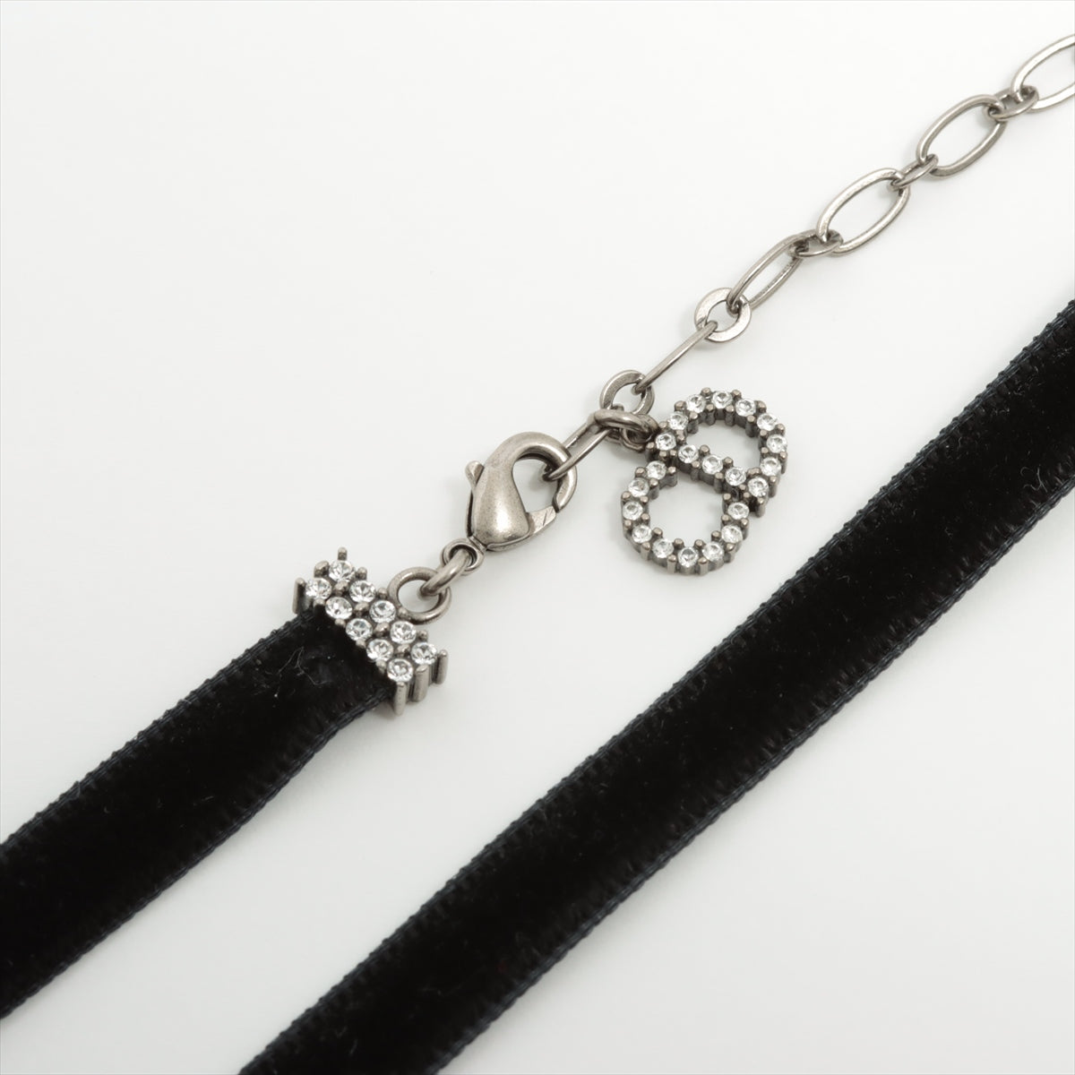 DIOR J'Adior Choker GP×inestone Black Necklace Velvet