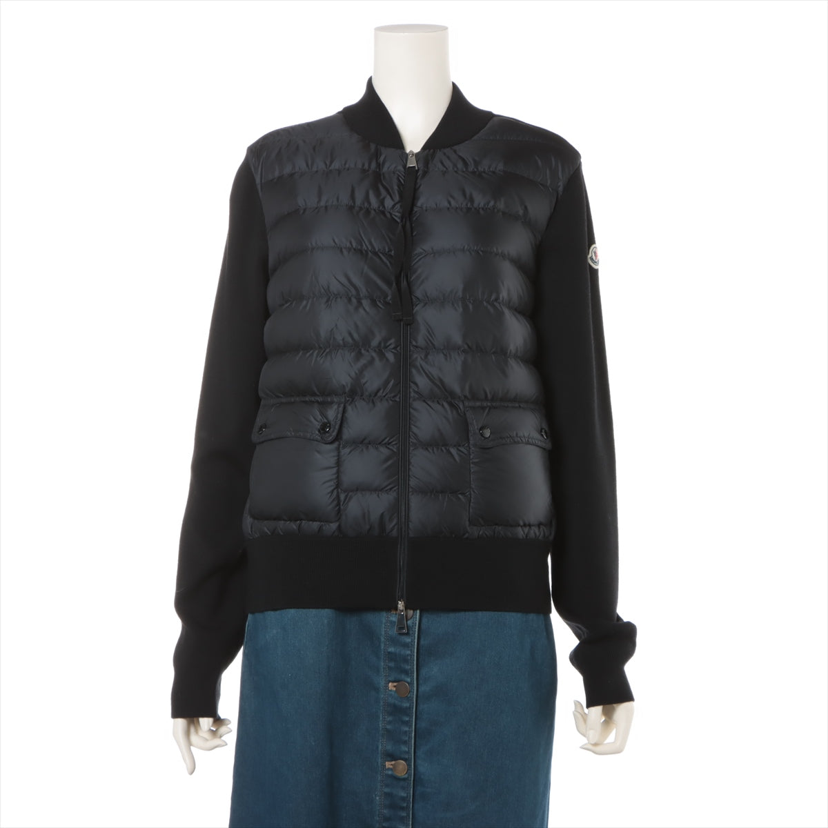 Moncler 19-year Wool & nylon Down jacket M Ladies' Black  Switching knit F10939B50000