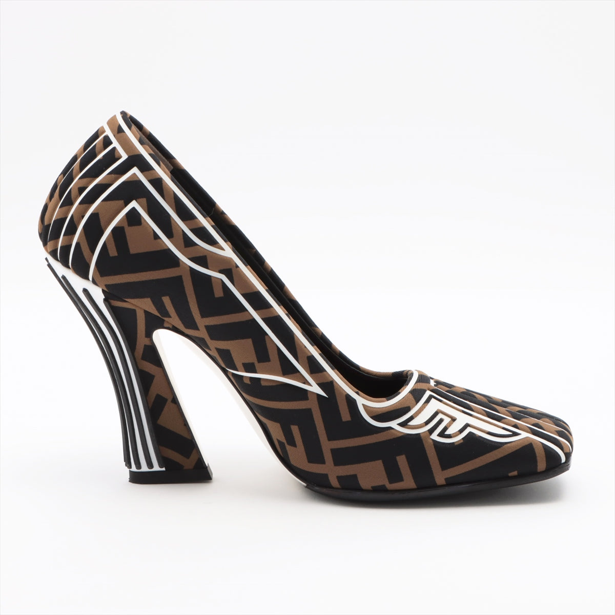 Fendi Freedom Leather x fabric Pumps 36 Ladies' Black × Brown ZUCCa There is a box