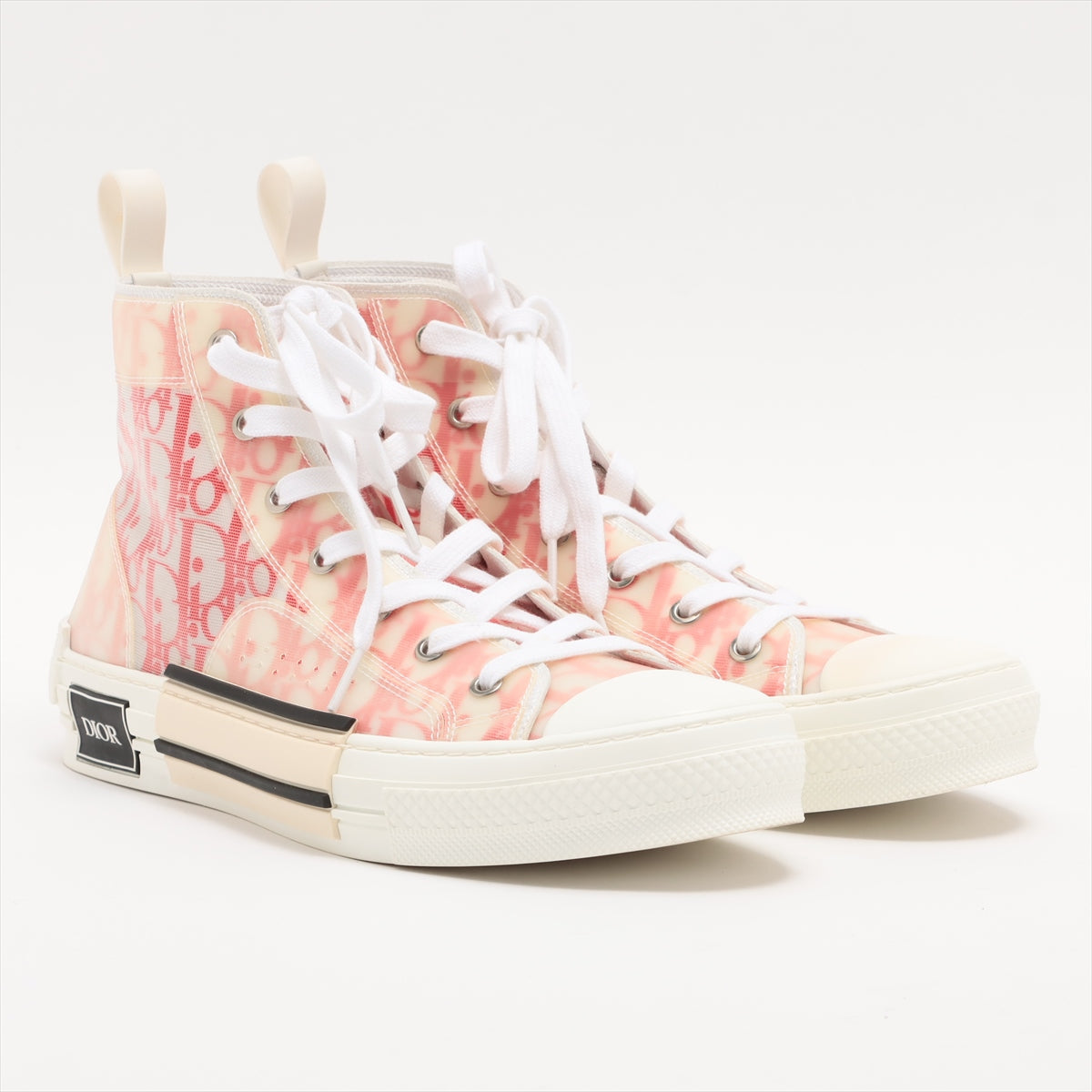 DIOR B23 Fabric High-top Sneakers 42 Men's White x pink Oblique There is a replacement string