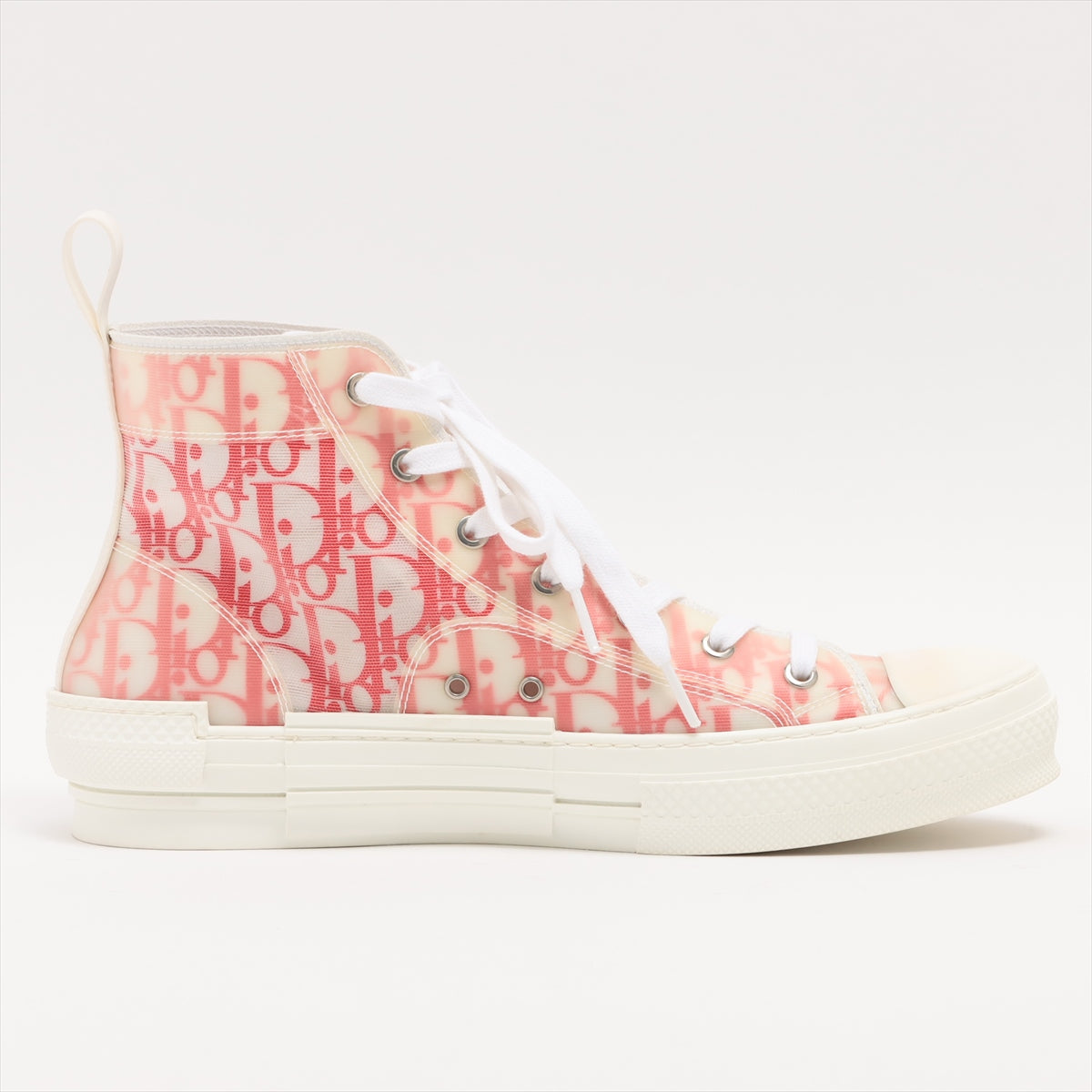 DIOR B23 Fabric High-top Sneakers 42 Men's White x pink Oblique There is a replacement string