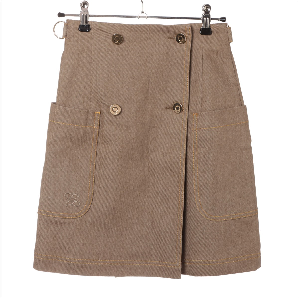 Fendi Cotton & polyurethane Skirt 36 Ladies' Beige  FLQ522 Calligraphy