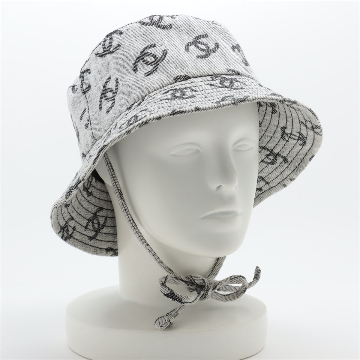Chanel Coco Mark 22S Bucket Hat M Cotton Grey