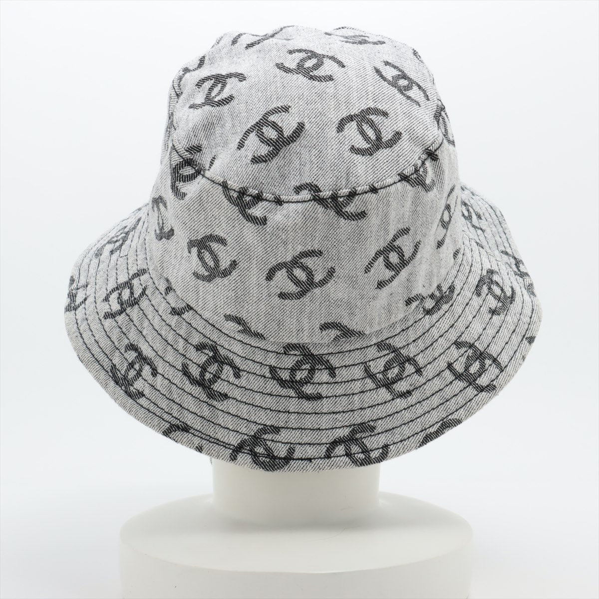 Chanel Coco Mark 22S Bucket Hat M Cotton Grey