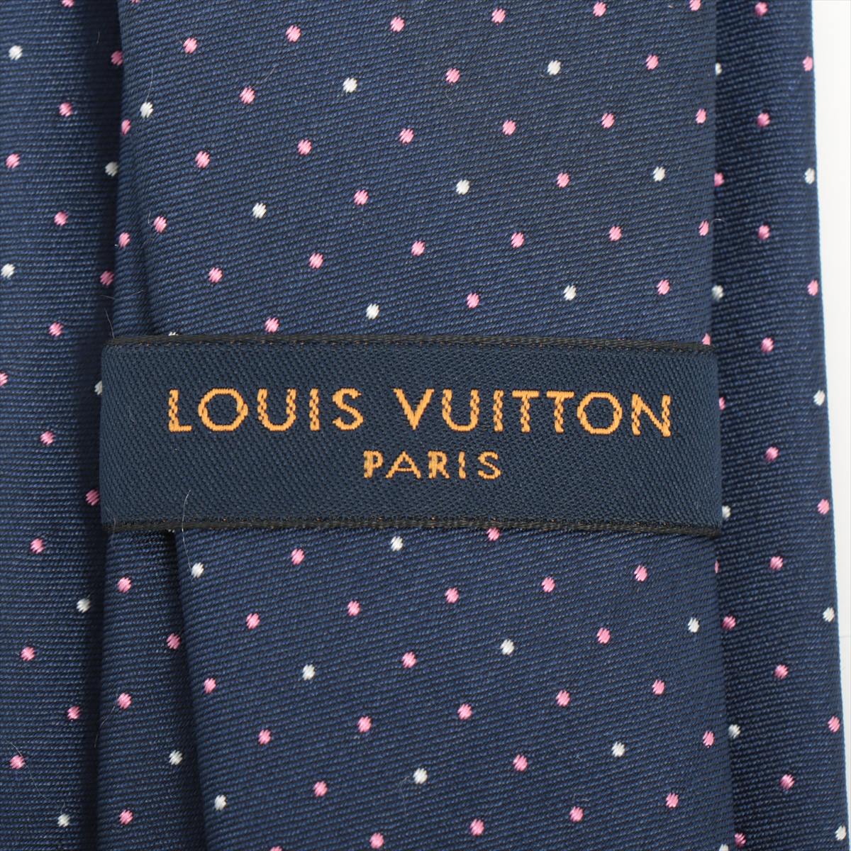Louis Vuitton M73548 Cravat microdots OS0139 Necktie Silk Navy blue