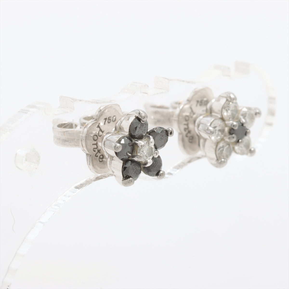 Ponte Vecchio Black diamond diamond Piercing jewelry 750(WG)×K18WG 2.5g 0.23 D0.19