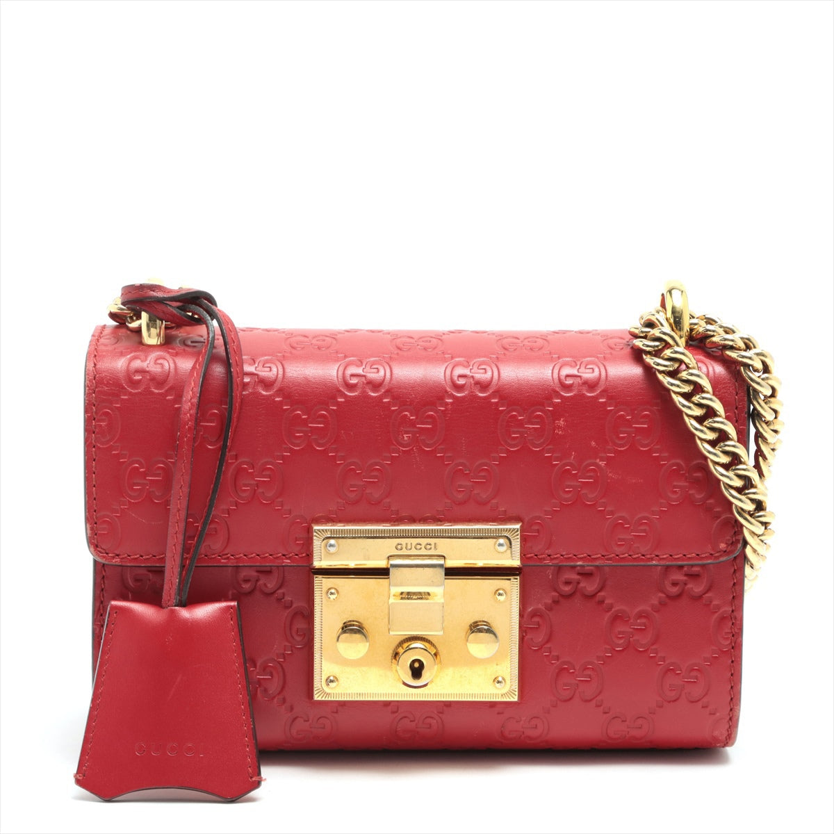Gucci Guccissima Leather Chain shoulder bag Red 409487
