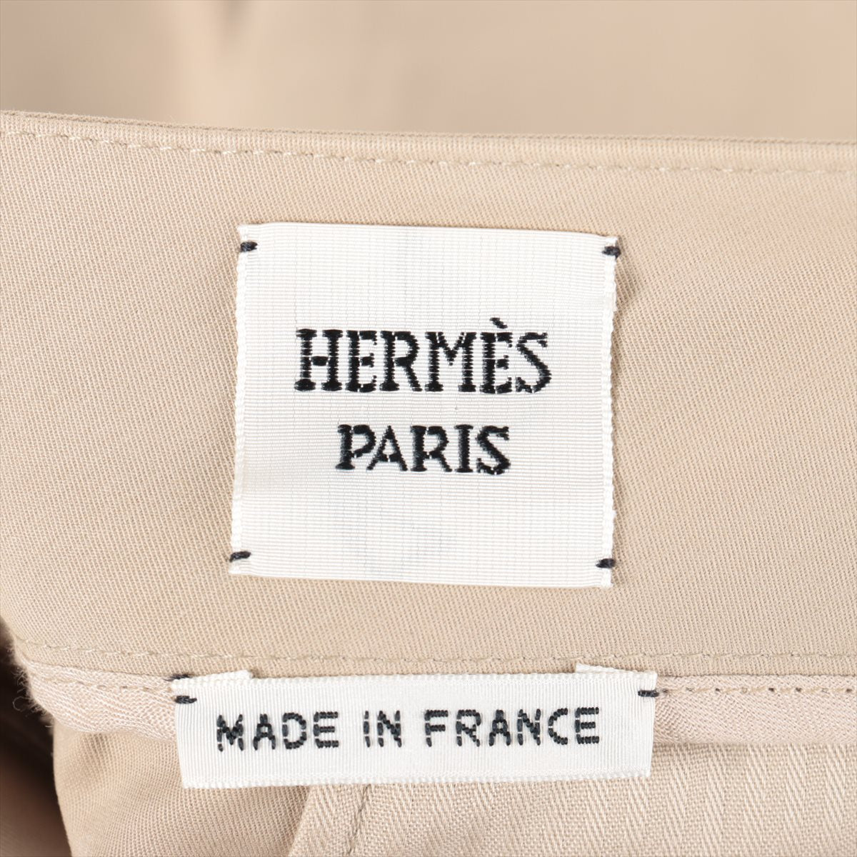 Hermès Cotton & polyurethane Pants 34 Ladies' Beige  16-7403 Wide pants