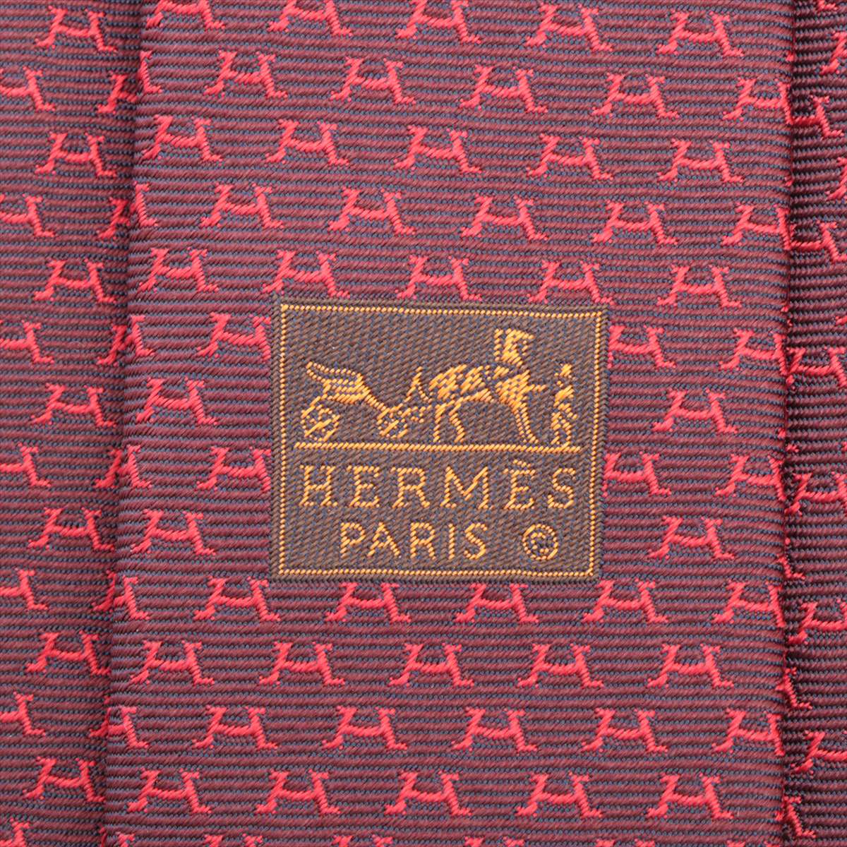 Hermès H Logo Necktie Silk Red