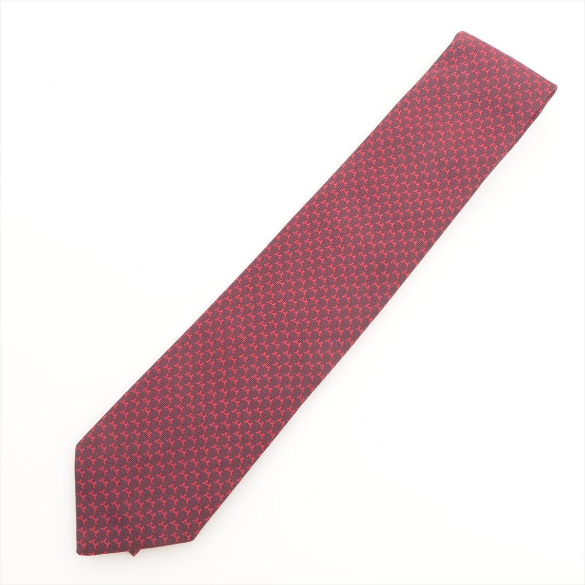 Hermès H Logo Necktie Silk Red