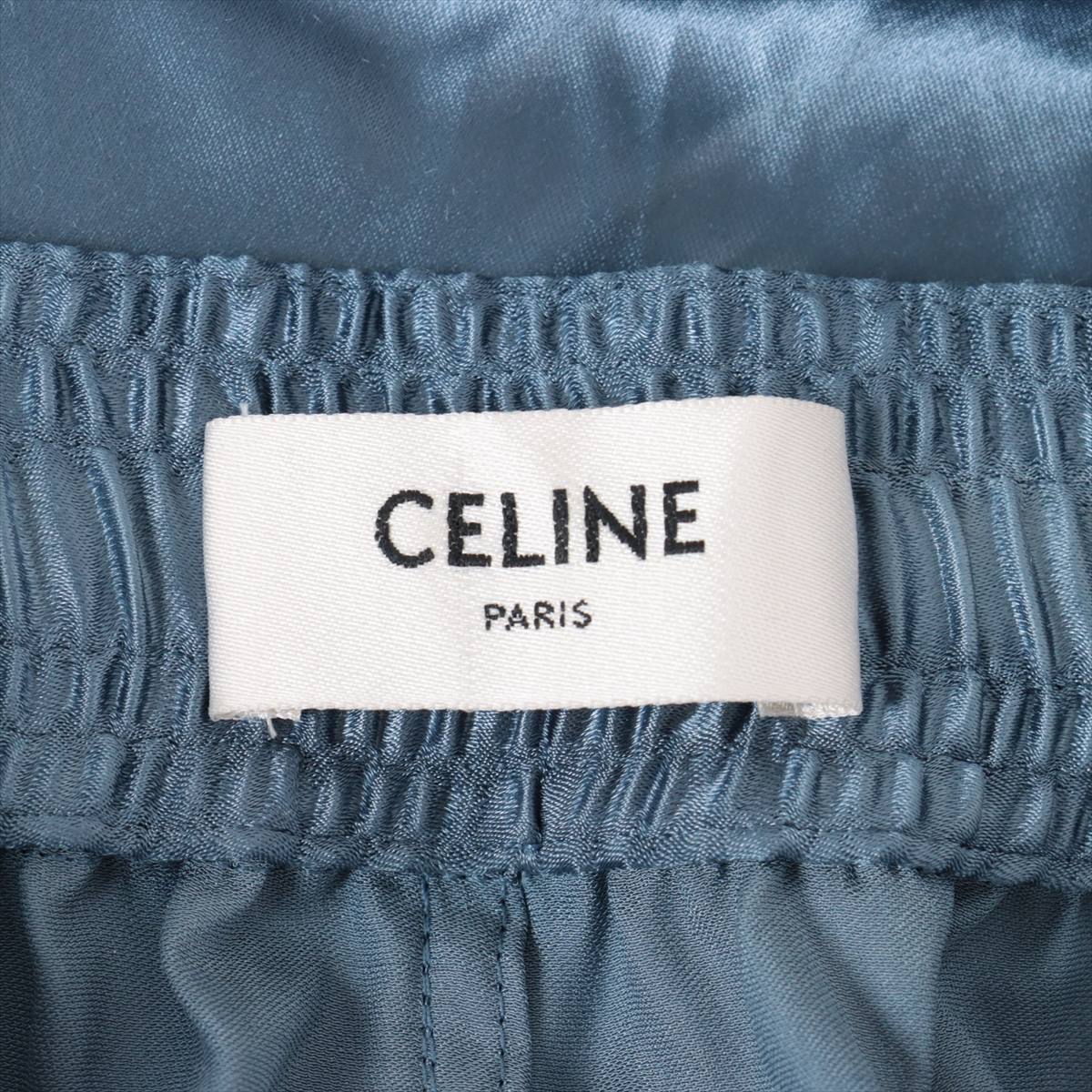 CELINE Triomphe 23SS Silk x acetate Pants 34 Ladies' Blue  2P870199Q Satin Eddie period