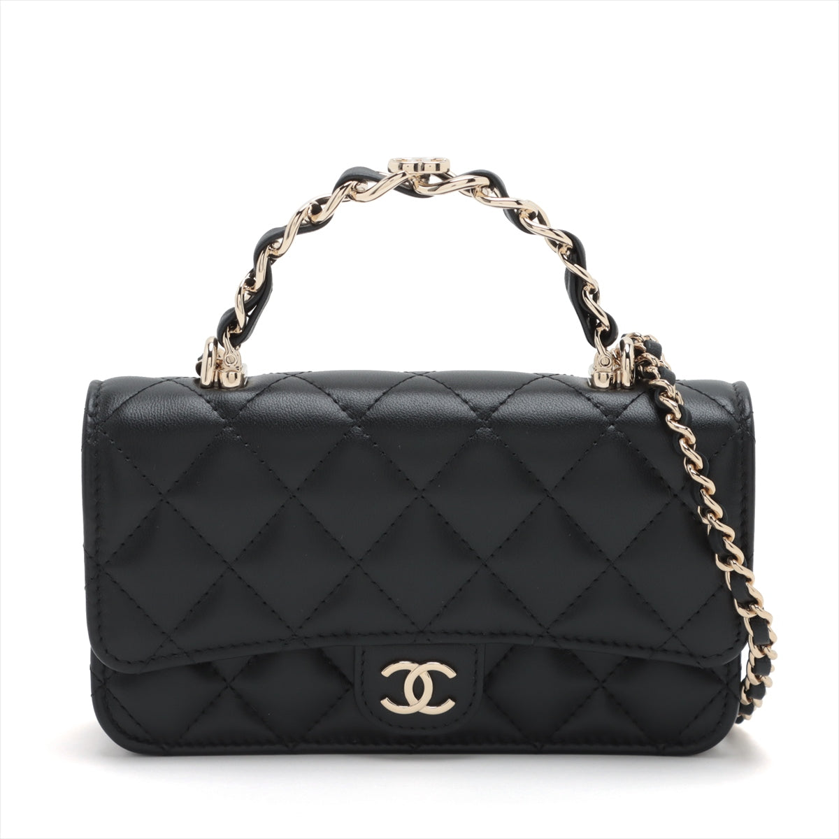Chanel Matelasse Lambskin Chain wallet 2WAY Black Gold Metal fittings