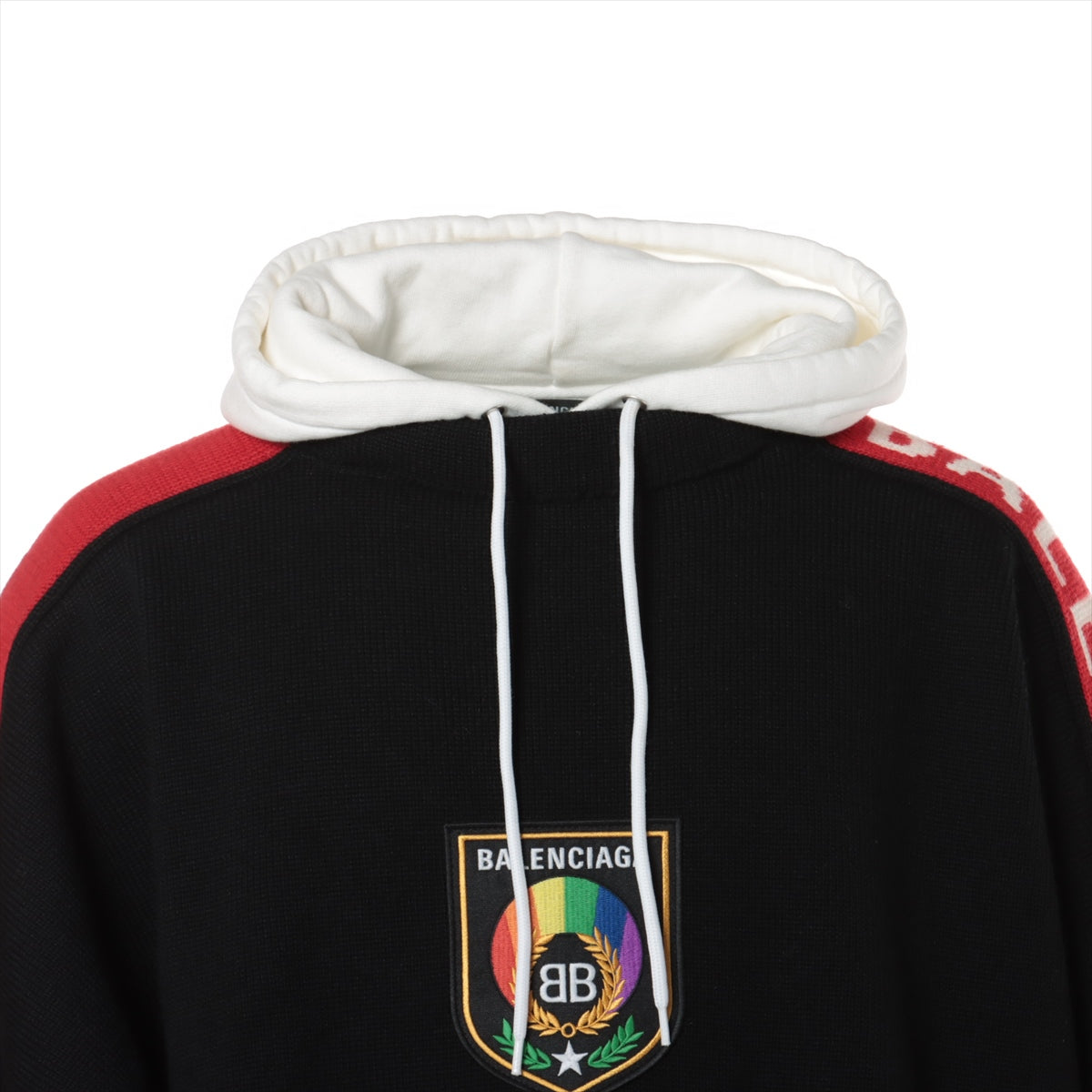 Balenciaga 18AW Cotton & wool Knit XS Men's Black  542698 sleeve pride hoodie