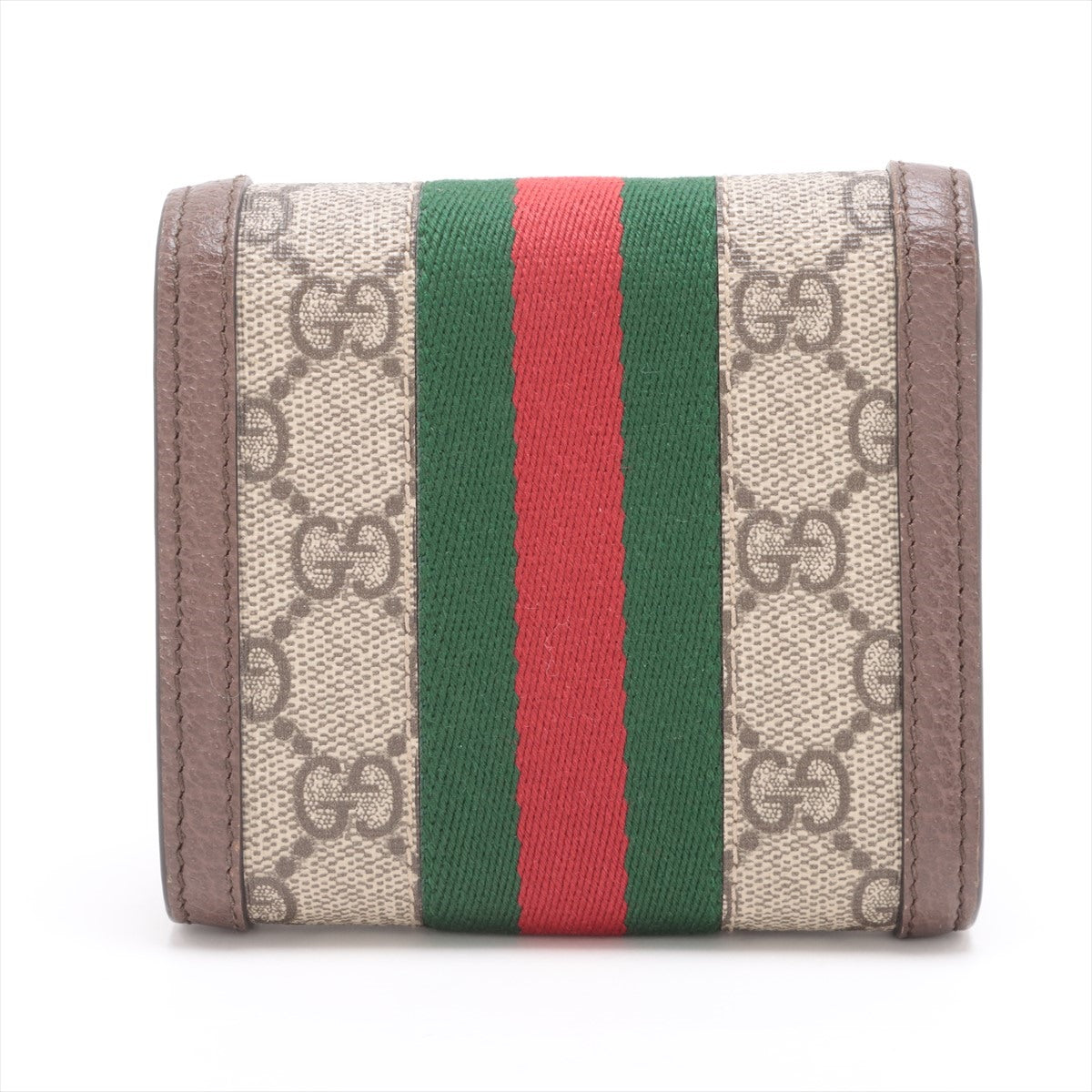 Gucci GG Supreme 598662 PVC & leather Compact Wallet Beige
