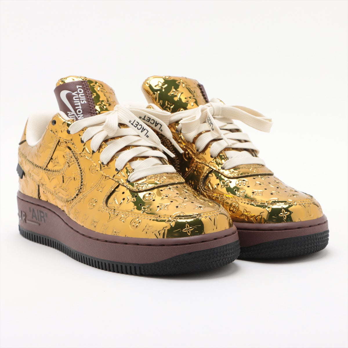 Louis Vuitton x Nike 22 years Patent leather Sneakers 6 Men's Gold LD0222 Air Force 1 Low By Virgil Abloh box sack Is there a replacement string