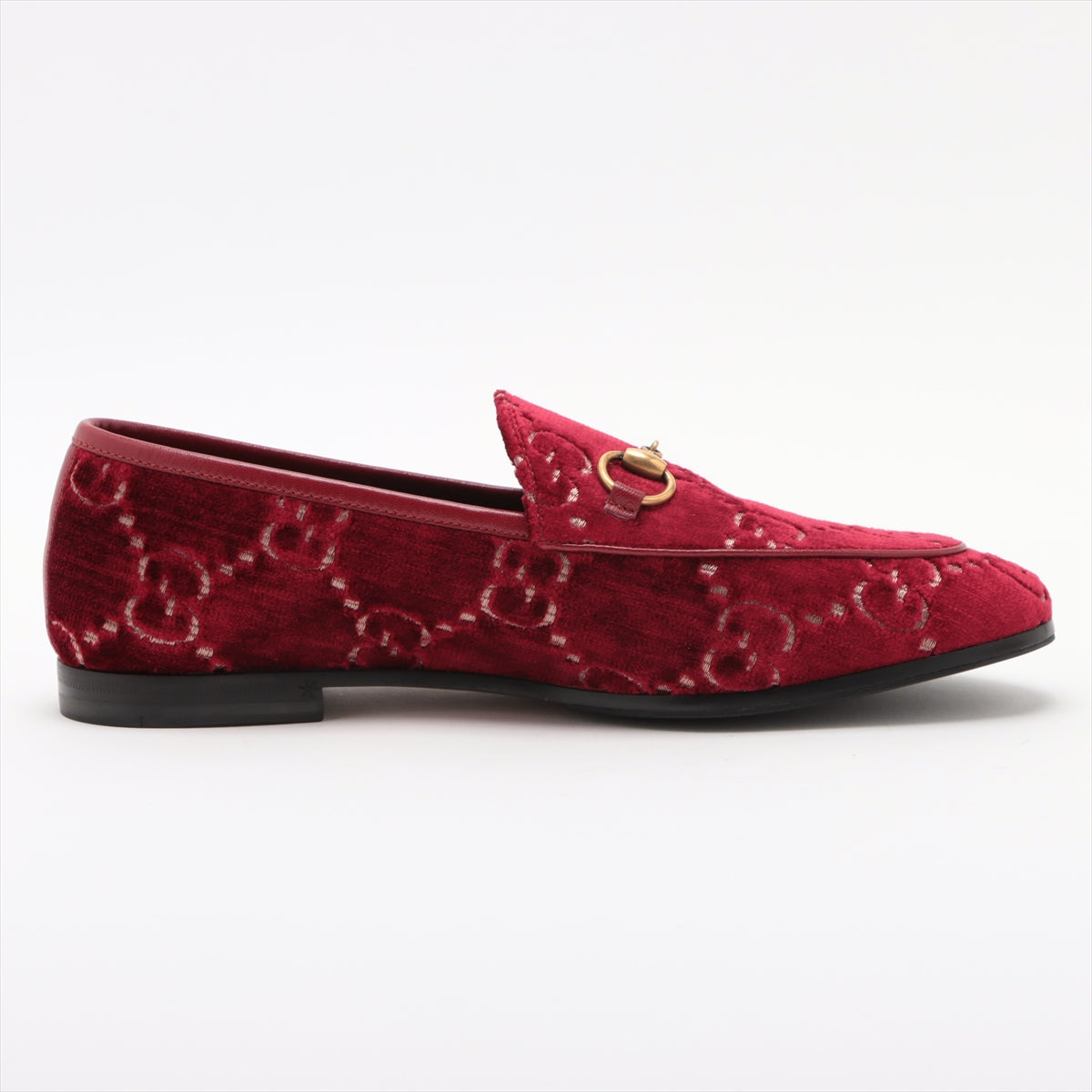 Gucci Horse Bits Velour & leather Loafer 36 1/2 Ladies' Red 431467 box There is a bag