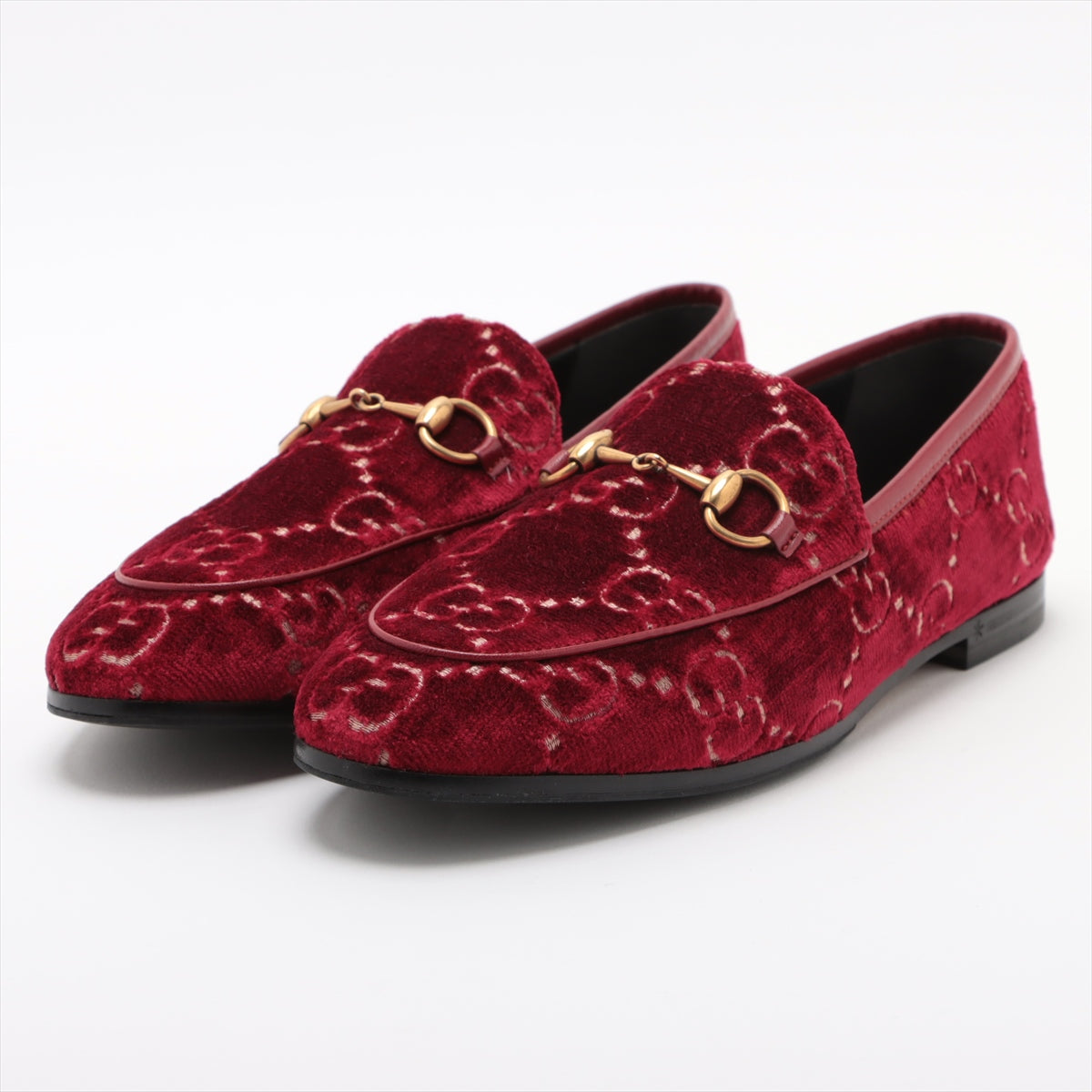 Gucci Horse Bits Velour & leather Loafer 36 1/2 Ladies' Red 431467 box There is a bag