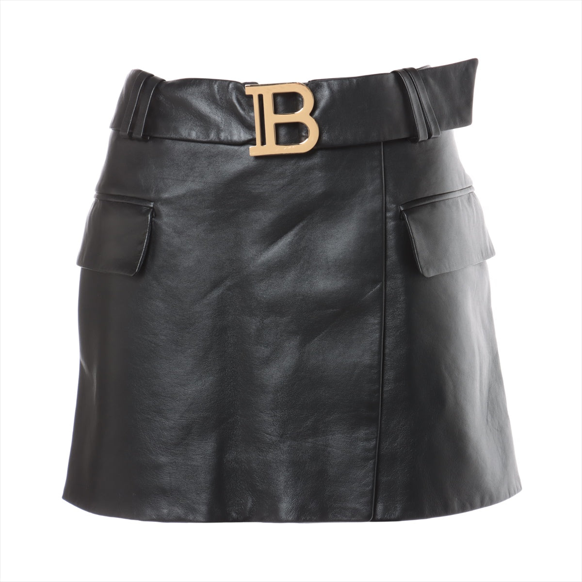 Balmain Leather Skirt 38 Ladies' Black  LA005L158 miniskirt