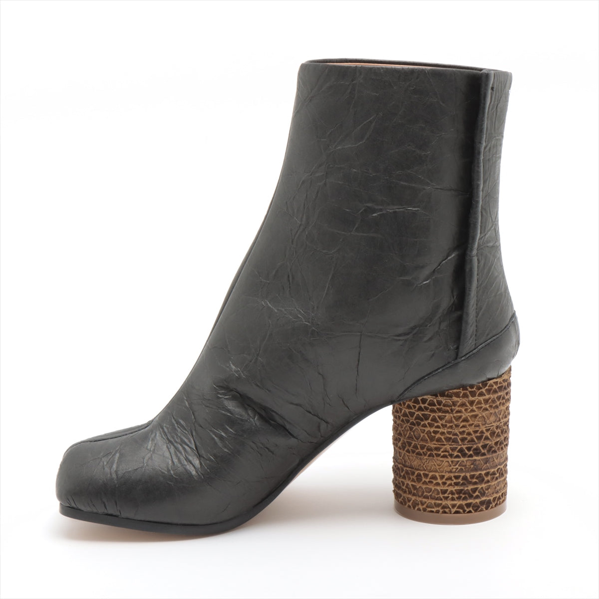 Maison Margiela TABI Leather Short Boots 36 1/2 Ladies' Black S58WU0381 Wrinkle processing 22 box There is a bag