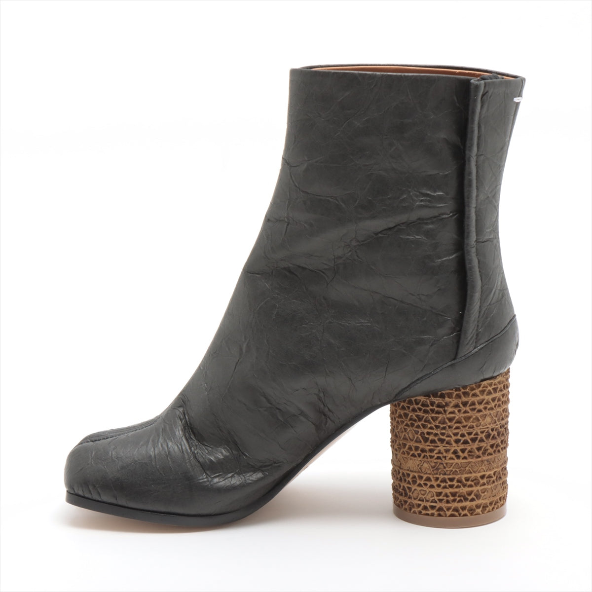 Maison Margiela TABI Leather Short Boots 35 1/2 Ladies' Black S58WU0381 Wrinkle processing 22 box There is a bag